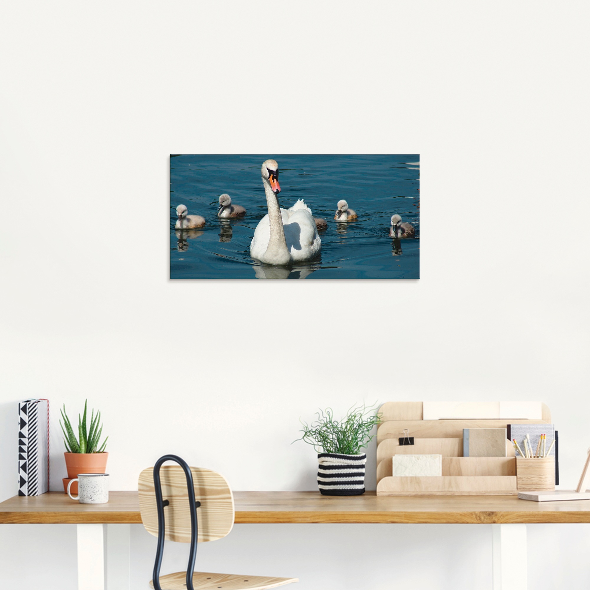 Artland Glasbild »Höckerschwan Familie«, Vögel, (1 St.), in verschiedenen Größen