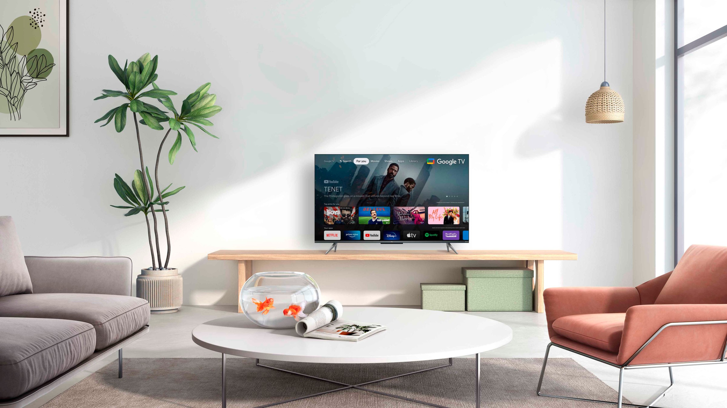 TCL QLED-Fernseher »43C735X2«, 4K Ultra HD, Smart-TV-Google TV, HDR Premium, Dolby Atmos, HDMI 2.1, Metallgehäuse, ONKYO-Sound