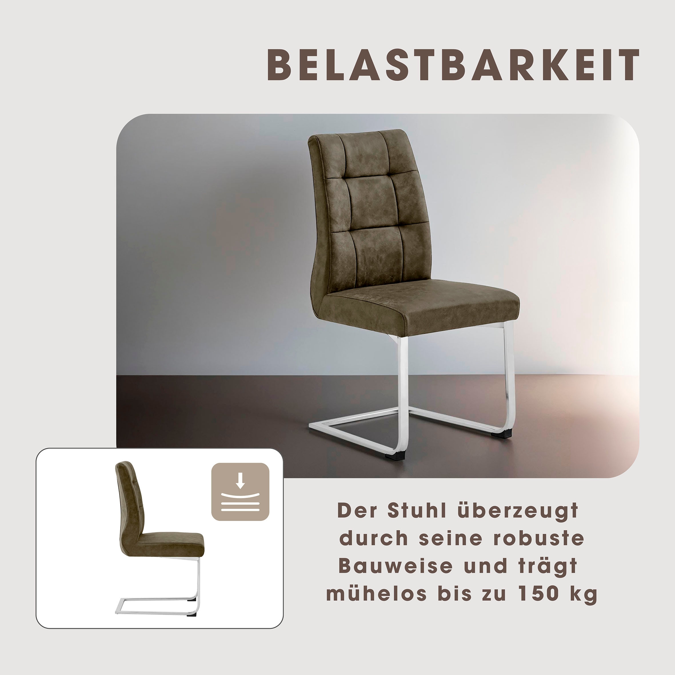 byLIVING Esszimmerstuhl »Marlen XXL« (Set) 2 Stk.bis zu 150 kg belastbar, Vintage-Bezug, Freischwinger