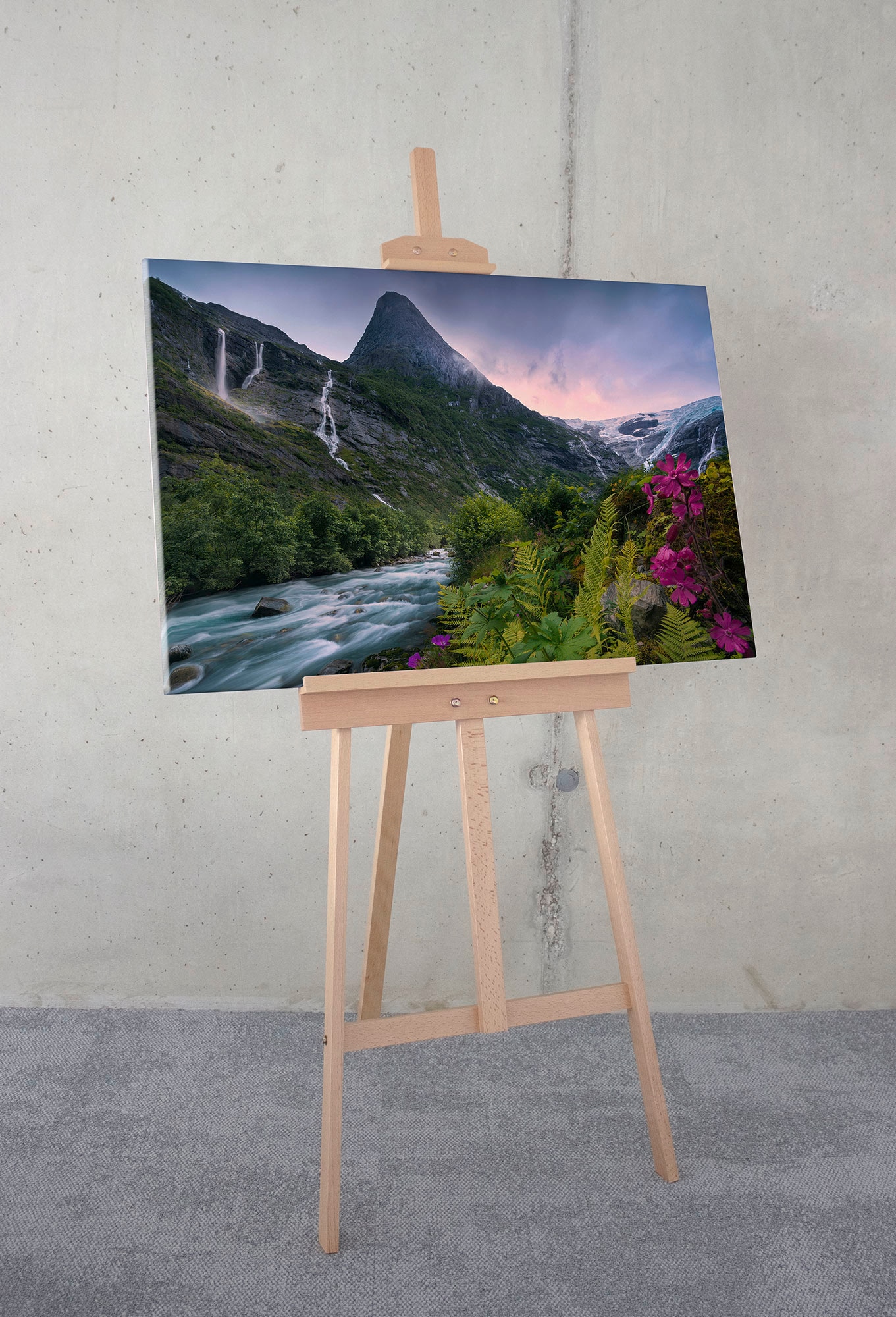 Komar Leinwandbild »Scandinavian Paradise - Größe 90 x 60 cm«, Baum-Blätter-Natur-Berge-Blumen-Foto-Jahreszeiten-Landschaft-Meer-Strand-Palmen, (Packung, 1 St.), Keilrahmenbild mi Echtholzrahmen