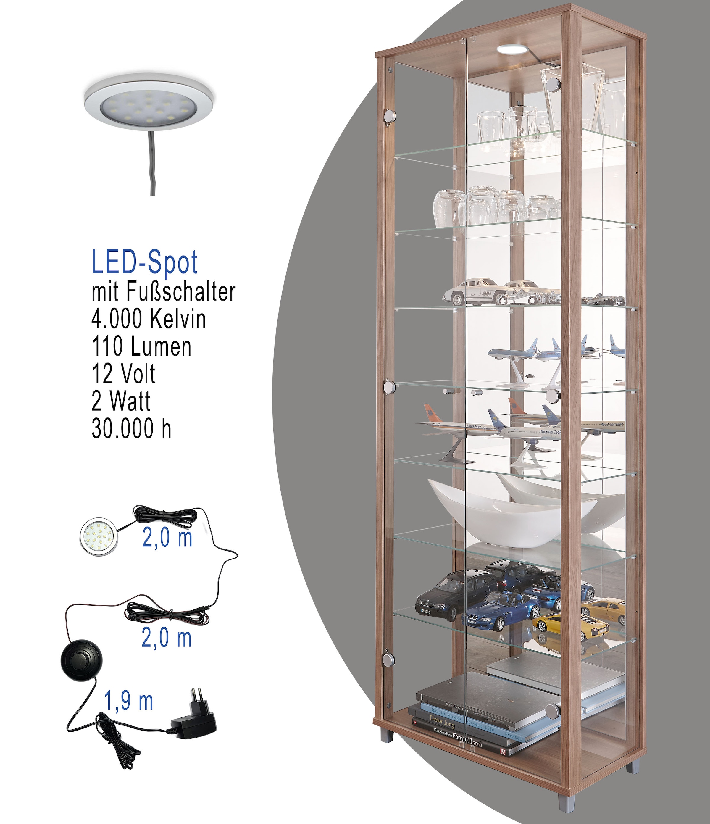 fif möbel Vitrine »OPTIMA«, Standvitrine/Glasvitrine 2x Glastür,perfekt für Sammler,Sammlervitrine