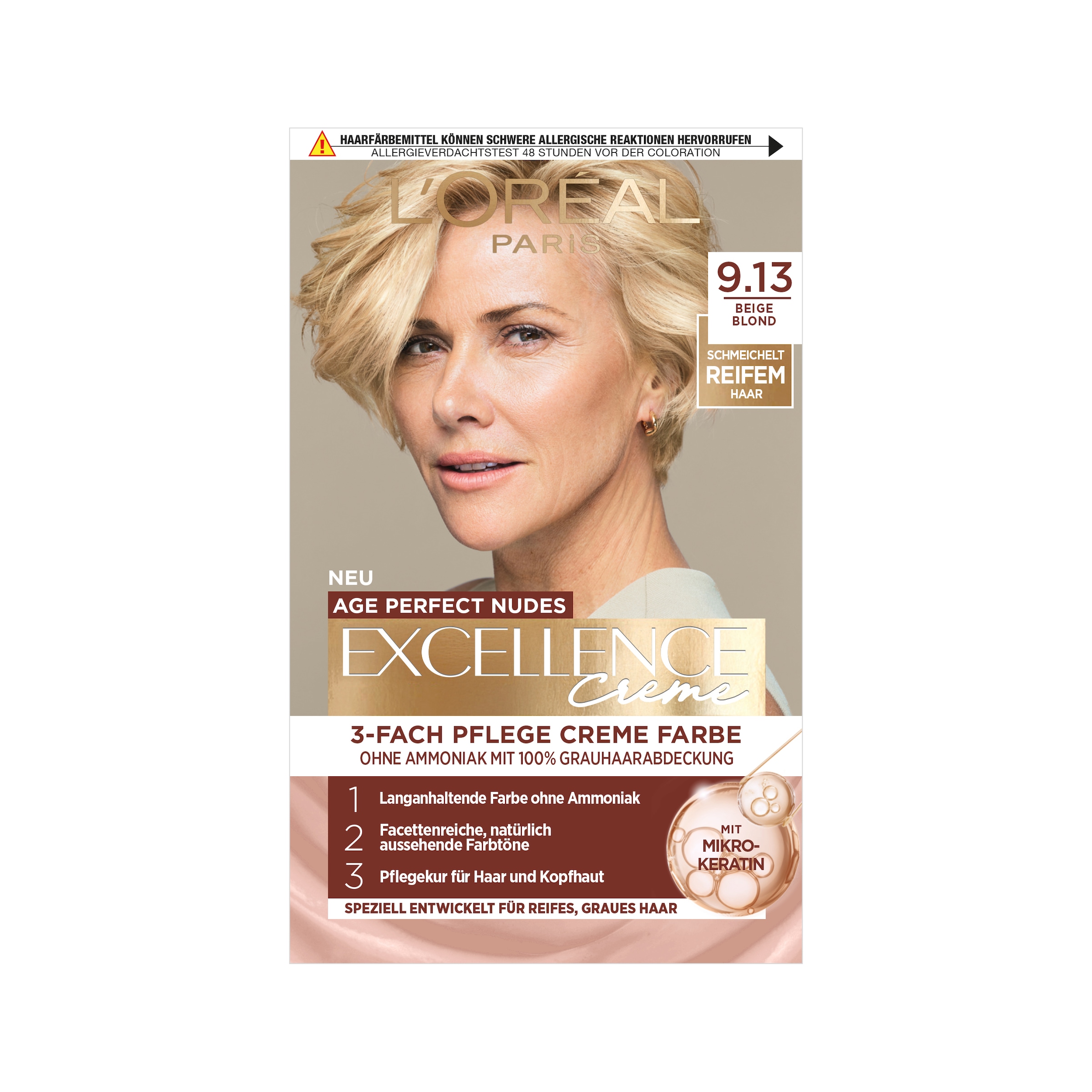 L'ORÉAL PARIS Coloration »EXCELL AP NUDES 9.31 GOLD BLD GER« für graues Haar, mit hydrolysiertem Weizenprotein, große Menge 192 ml