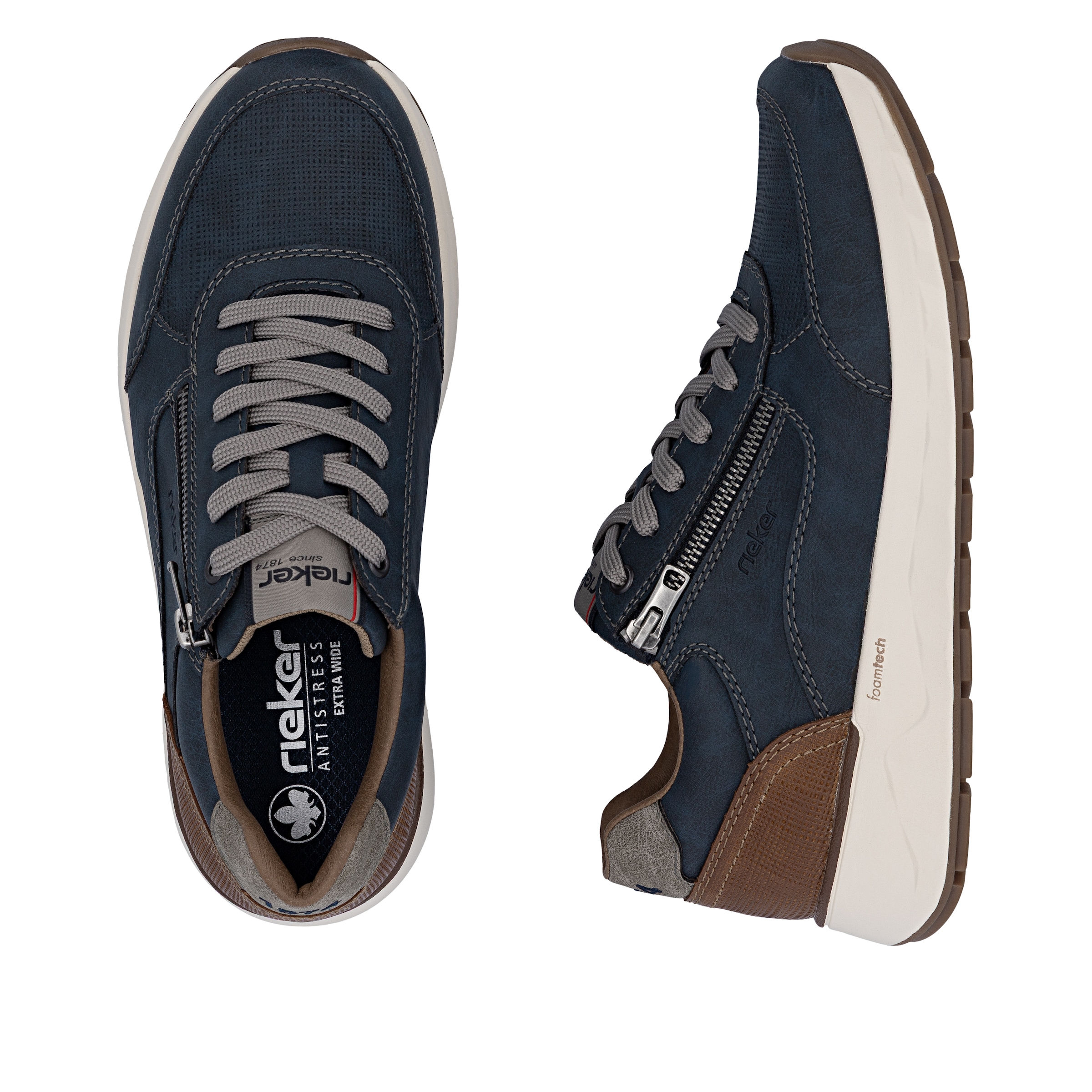 Rieker Sneaker  Schnürschuh, Halbschuh, Freizeitschuh mit Reißverschluss seitlich