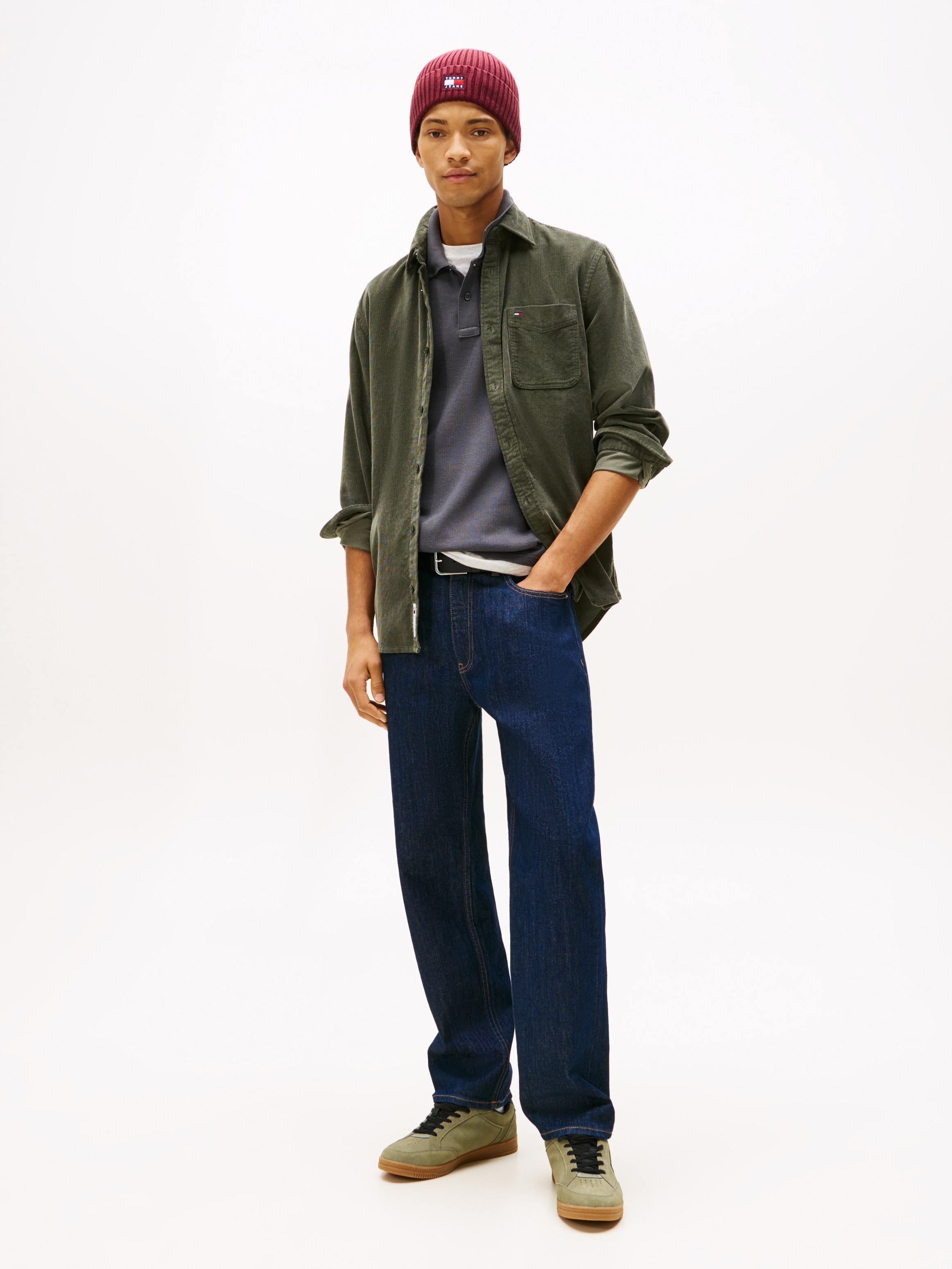Tommy Jeans Langarmhemd »TJM BABY CORD SHIRT EXT«, Cordhemd Regular Fit, Button-down-Kragen