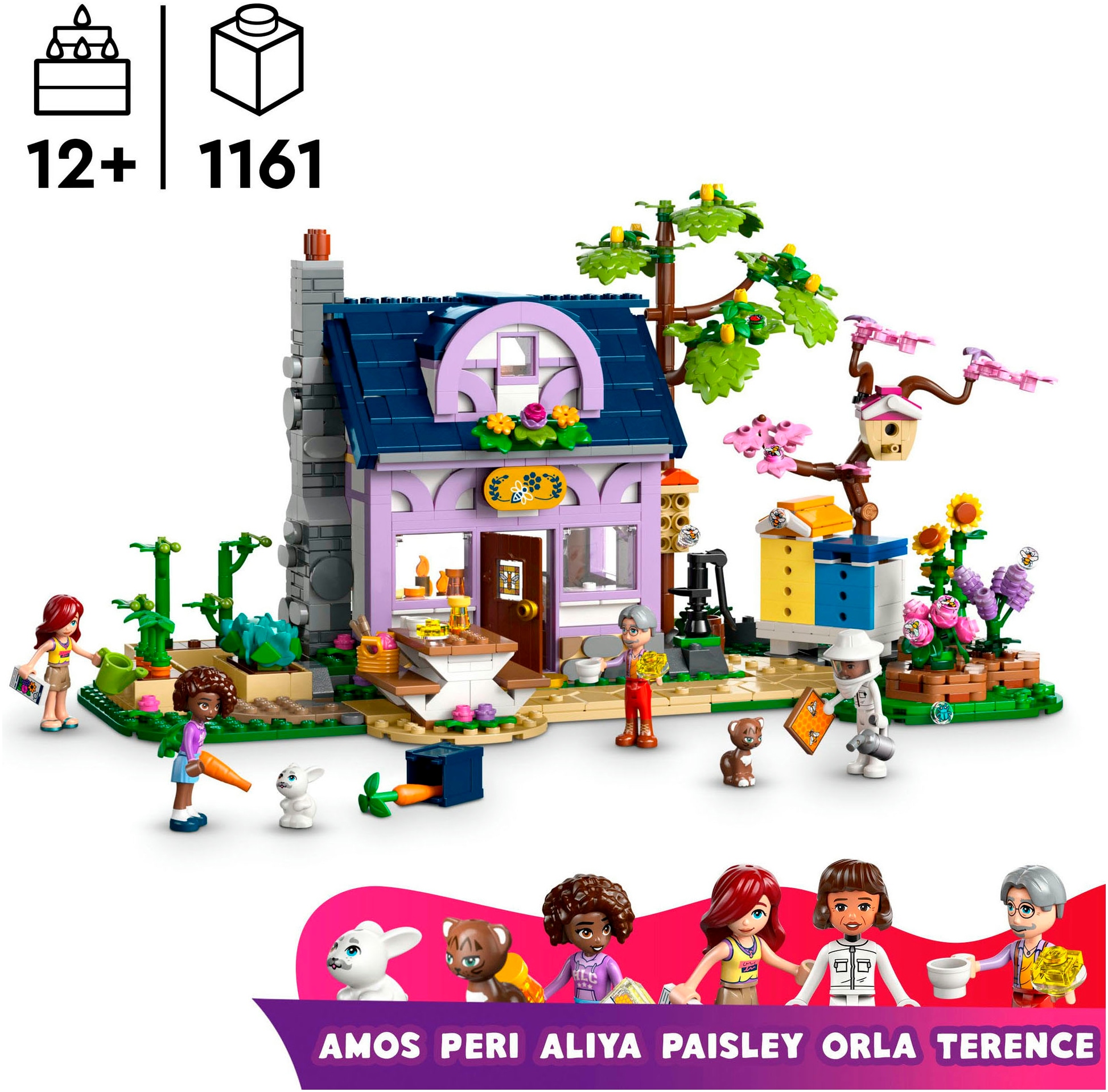 LEGO® Konstruktionsspielsteine »Haus und Blumengarten der Imker (42669), LEGO Friends«, (1161 St.), Made in Europe