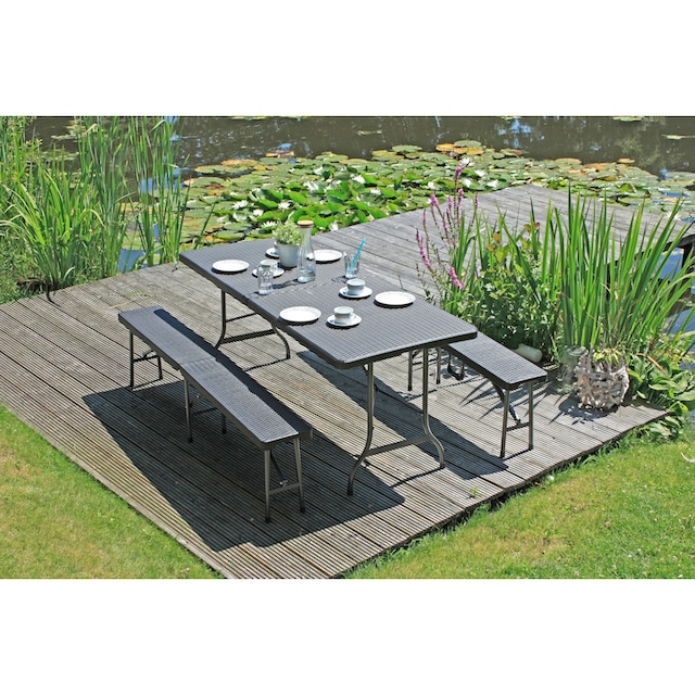 Garden Pleasure Bierzeltgarnitur »Ventana«, 3-tlg., 2 Bänke, Tisch,  Kunststoff bei