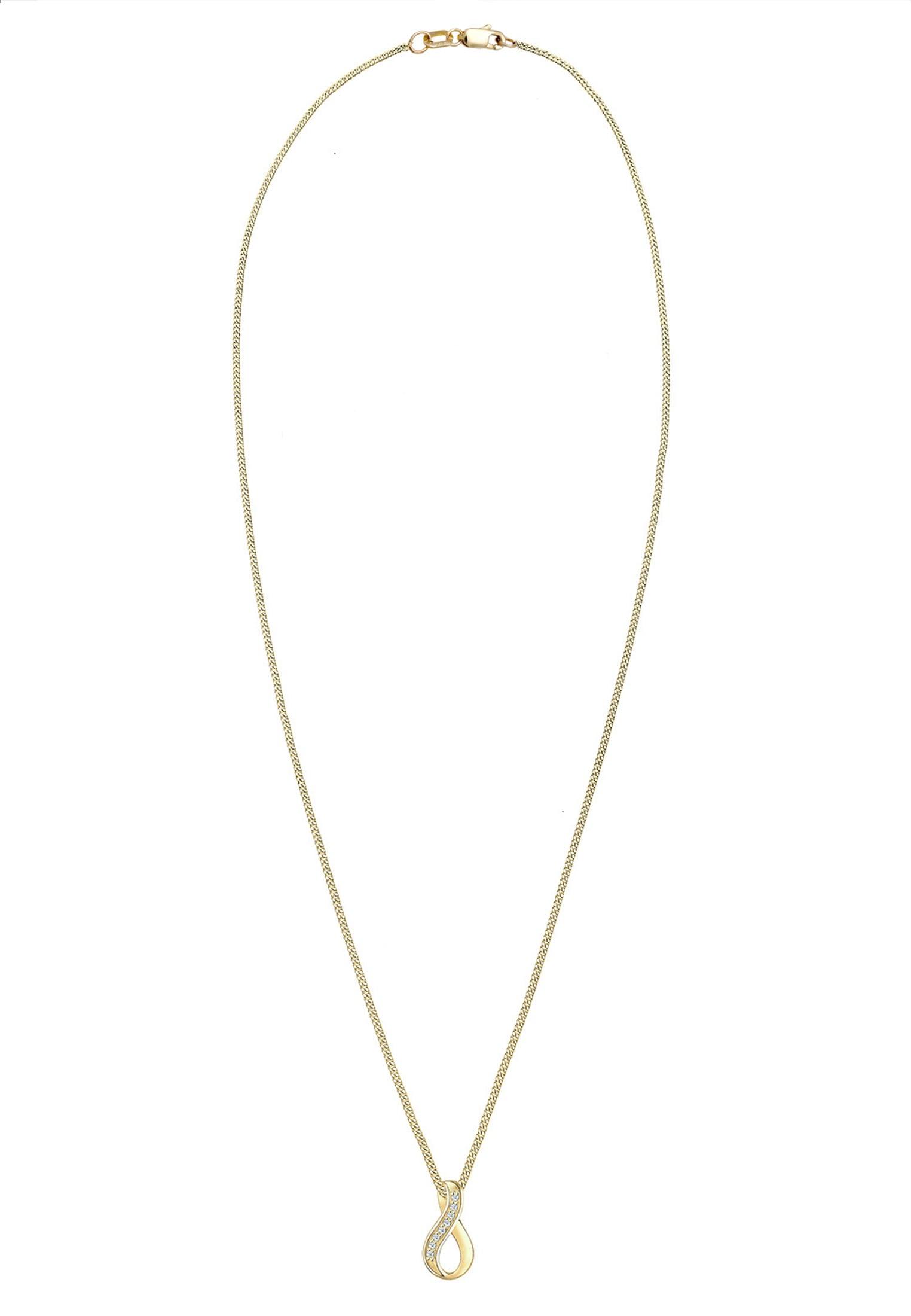Elli DIAMONDS Silberkette »Halskette Infinity Diamant Weiß Brillantschliff (0.04ct) 375 Gelbgold«