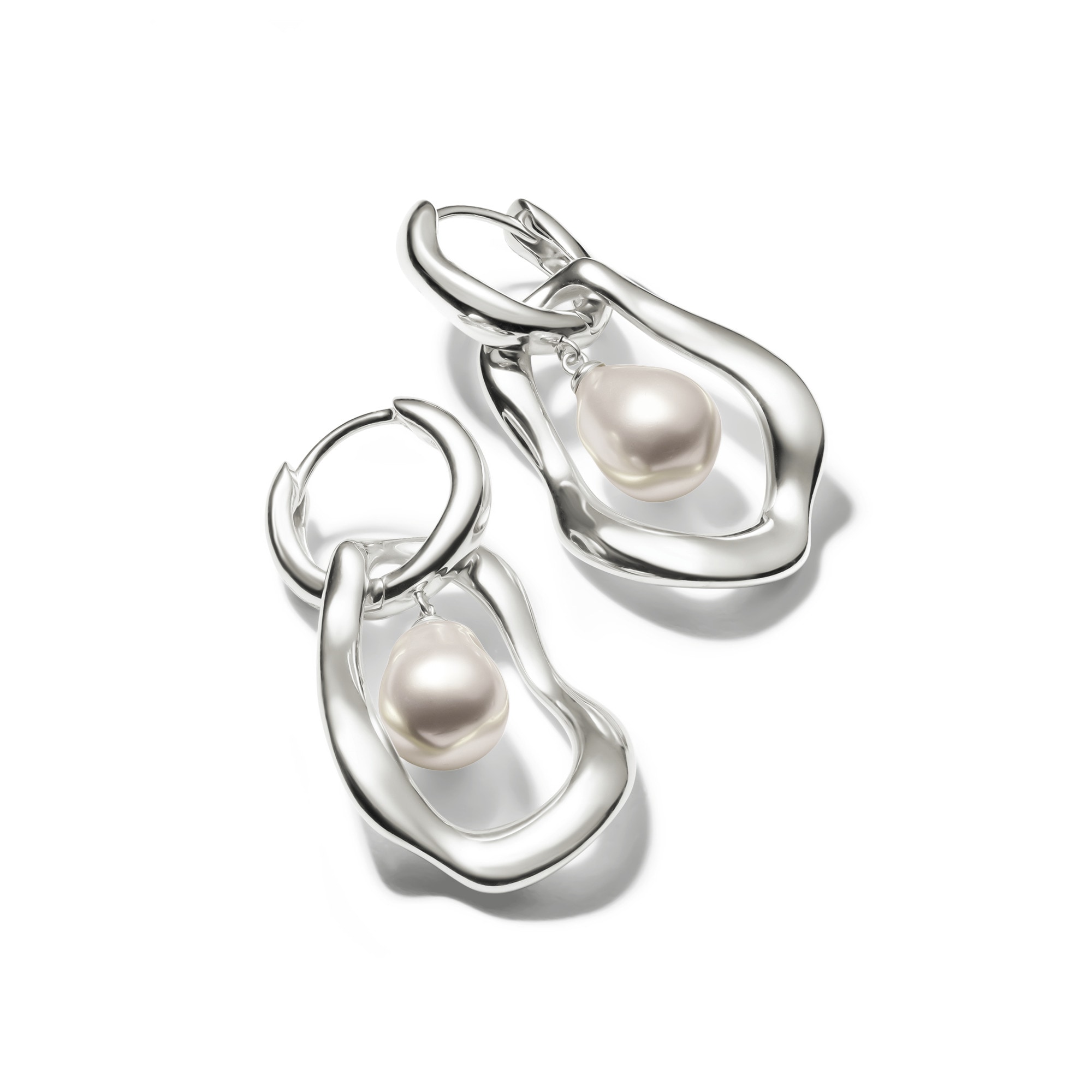 THOMAS SABO Paar Creolen »Natural Beauty Statement-Creolen mit Anhänger, Bold Elegance« mit Süßwasserzuchtperle