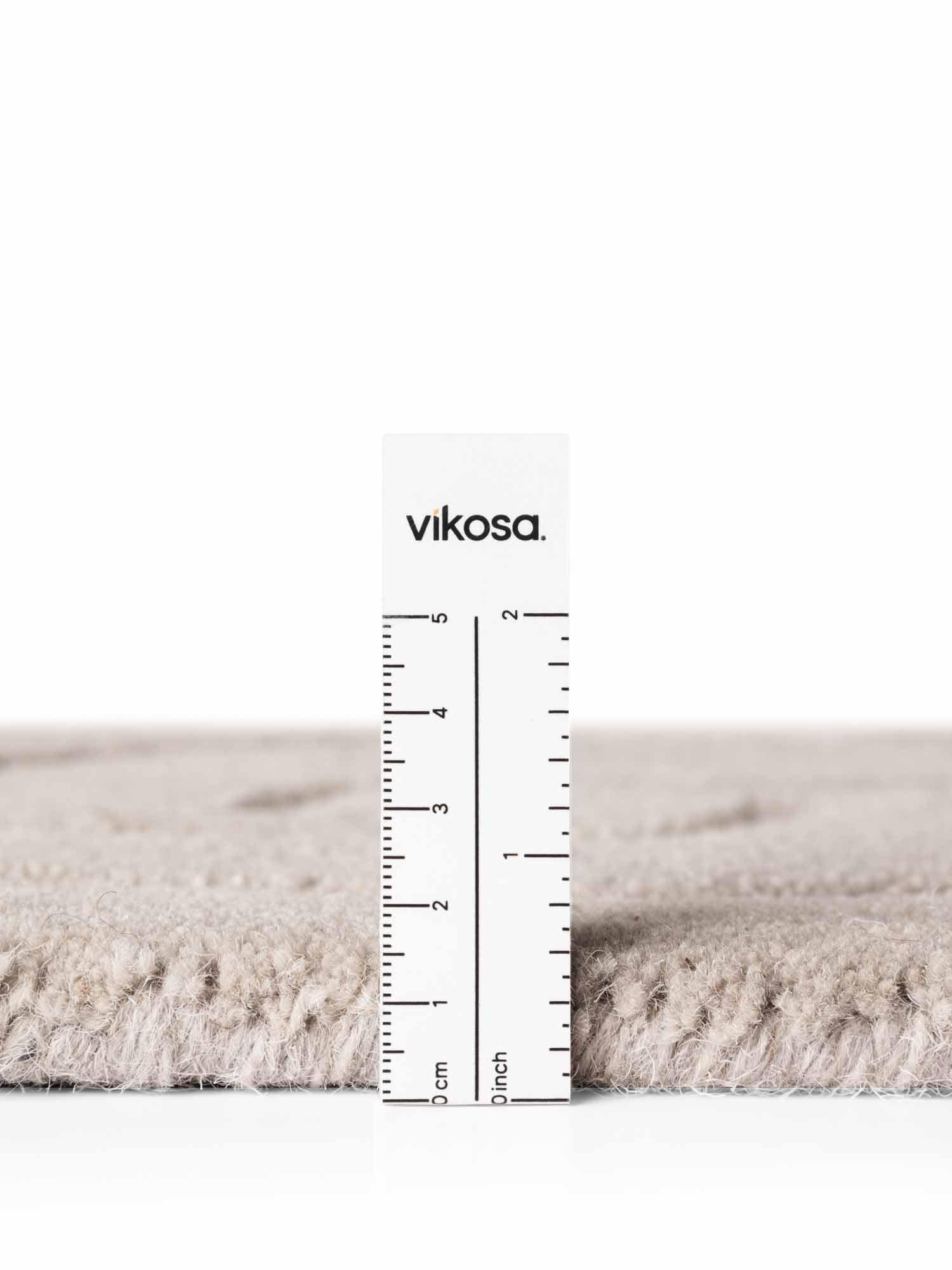 vikosa Wollteppich »Arcura« rund 15 mm Höhe Wolle Handgemacht, Hoch-Tief-Effekt, Geometrisches Linien Wellendesign