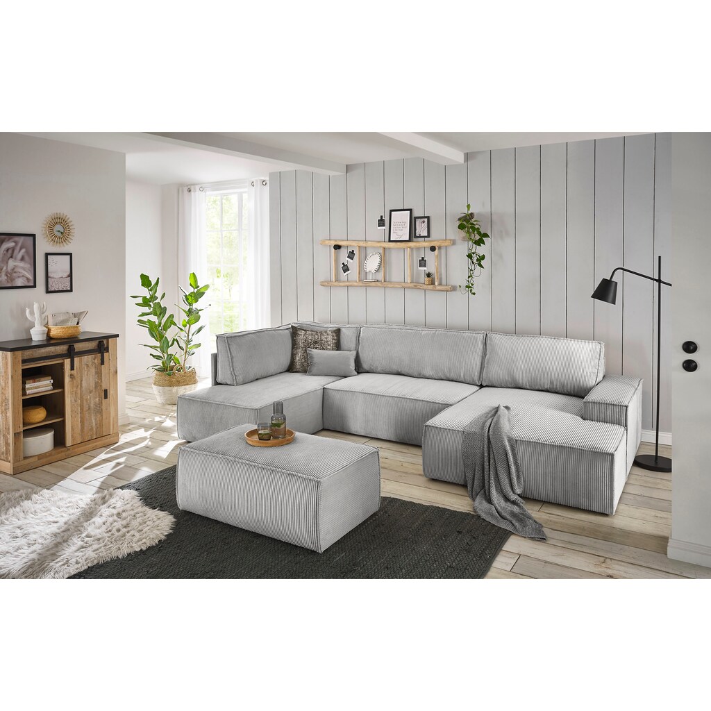 Home affaire Wohnlandschaft »SHERWOOD XXL 329 cm Schlafsofa, U-Form«