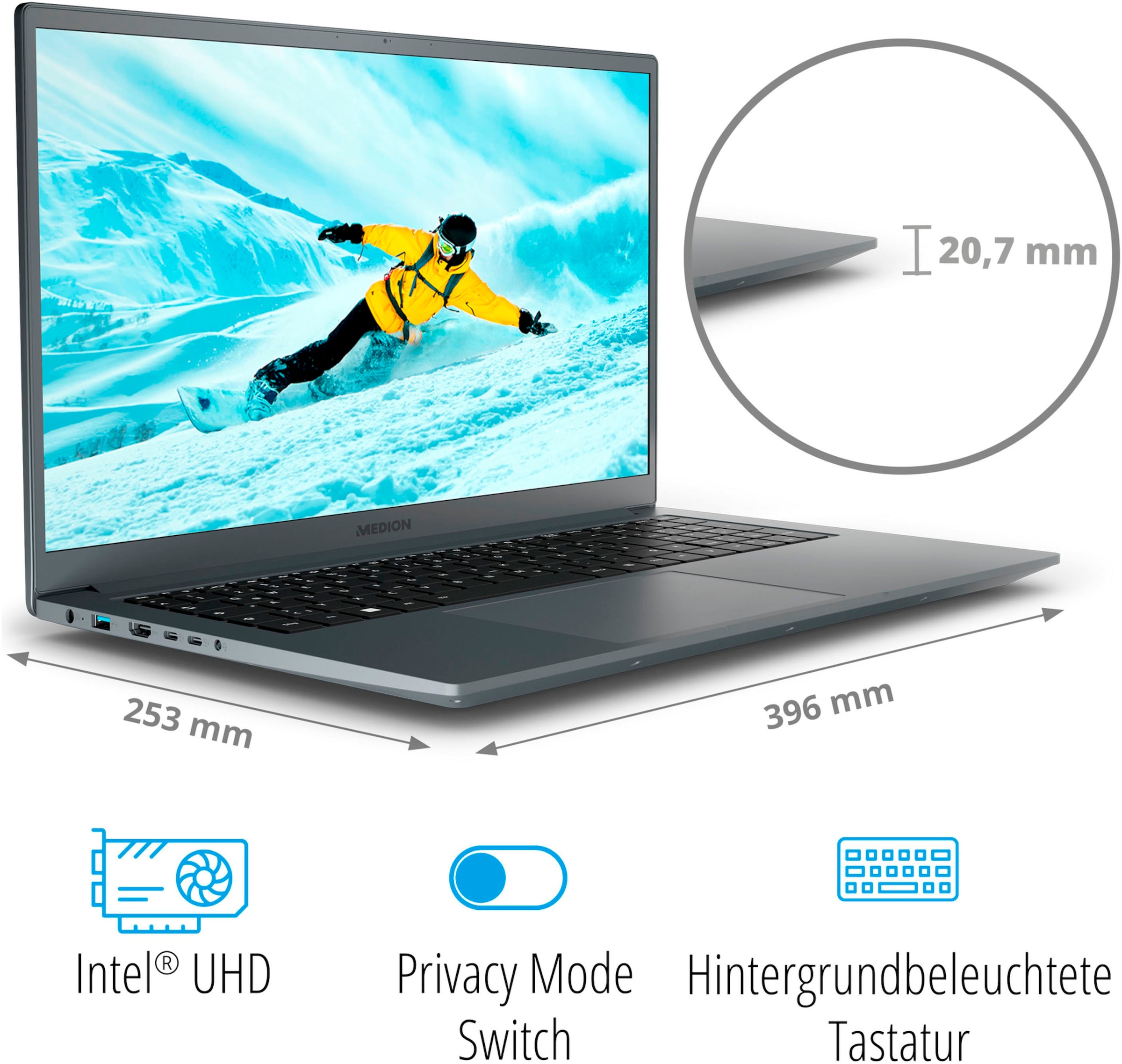 Medion® Notebook »SNB E17223 MEDION MD62638«, 43,9 cm, / 17,3 Zoll, Intel, Intel, UHD Graphics, 128 GB SSD