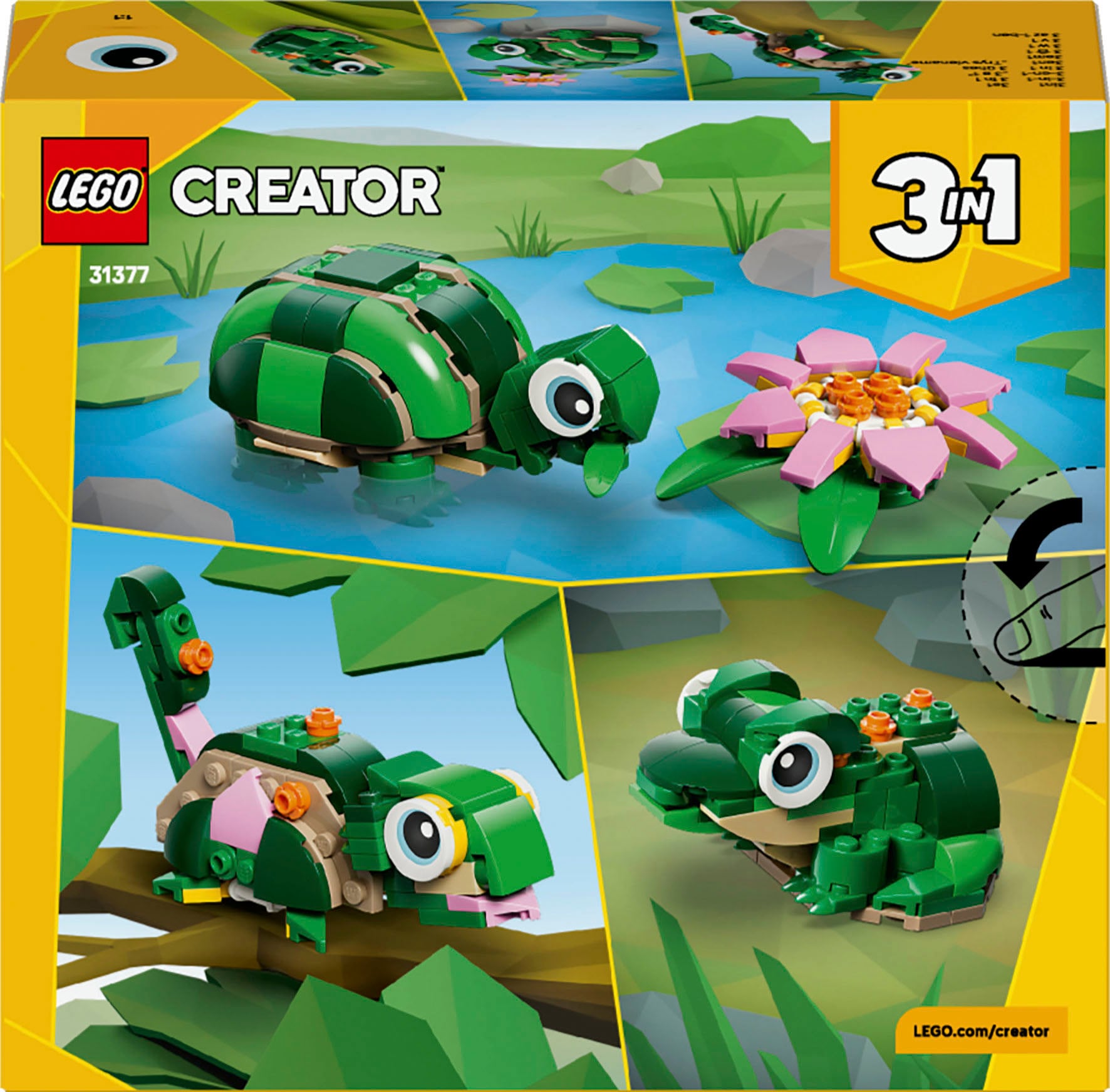 LEGO® Konstruktionsspielsteine »Schildkröte mit Seerose (31377), LEGO Creator« Made in Europe