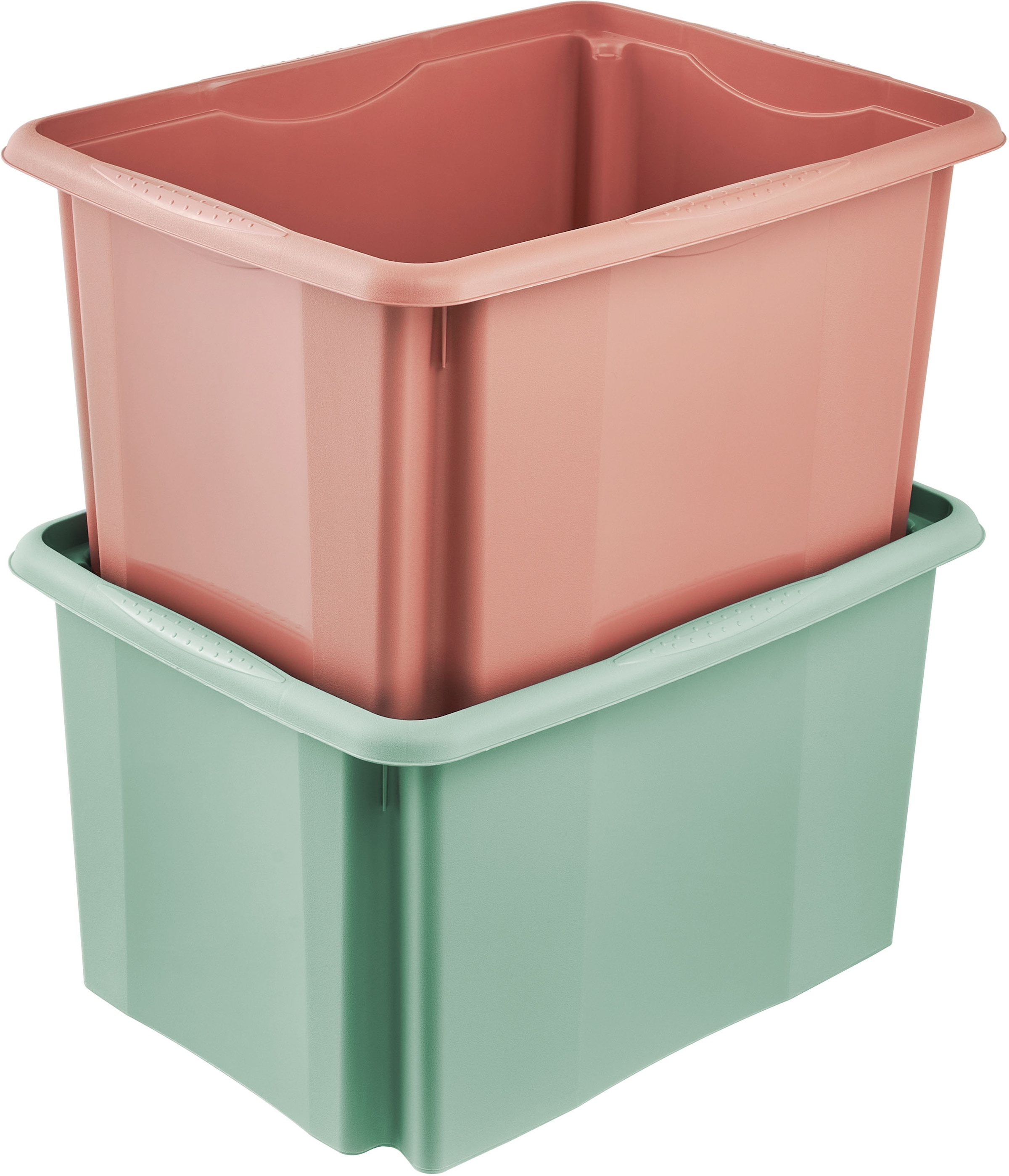 keeeper Aufbewahrungsbox »Emil, Box mit Deckel, 2er Set, 30 L, 45 x 35 x 27 cm« ineinander und aufeinander stapelbar