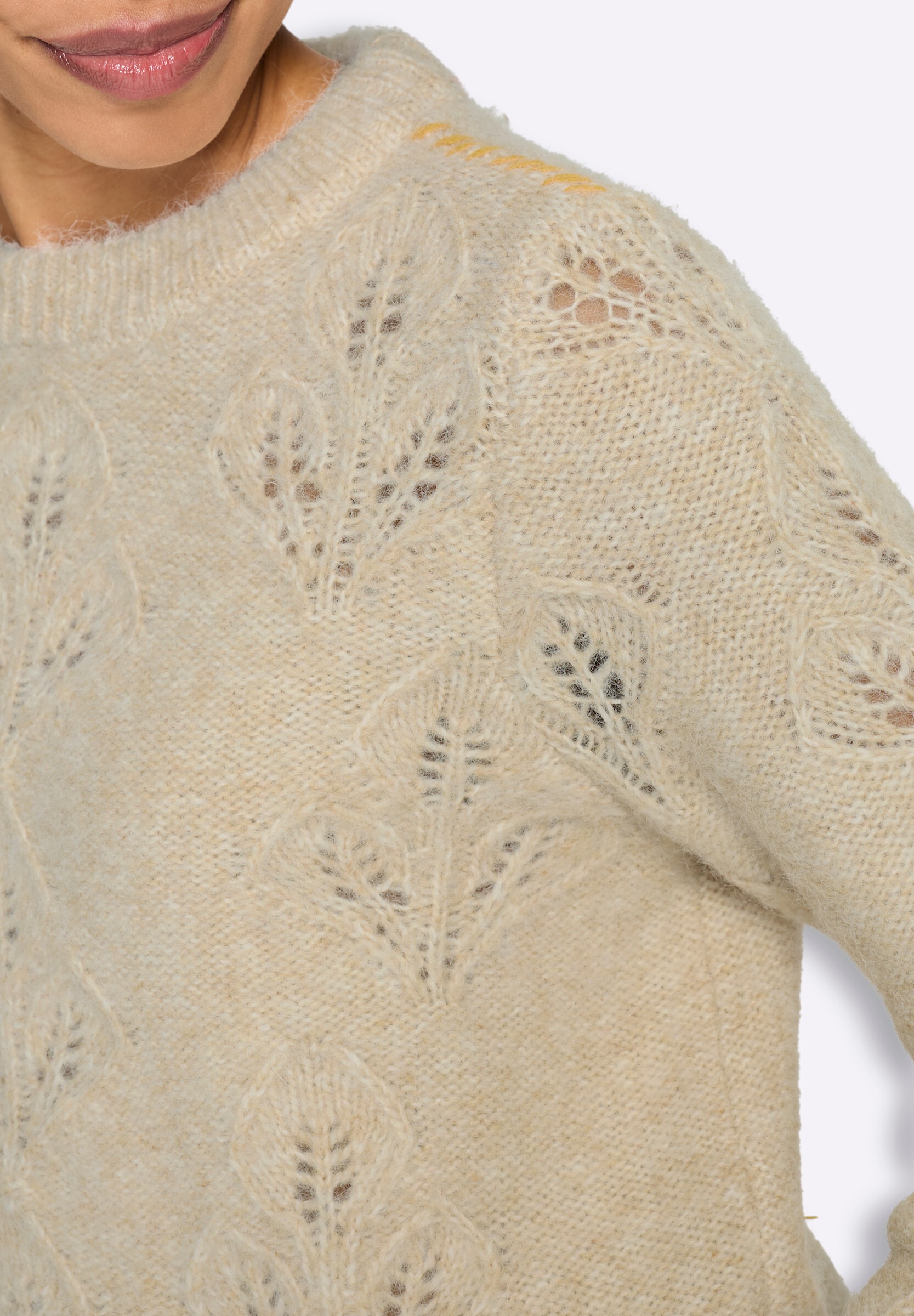 heine Strickpullover »Pullover Ajourpullover mit Effektgarn«