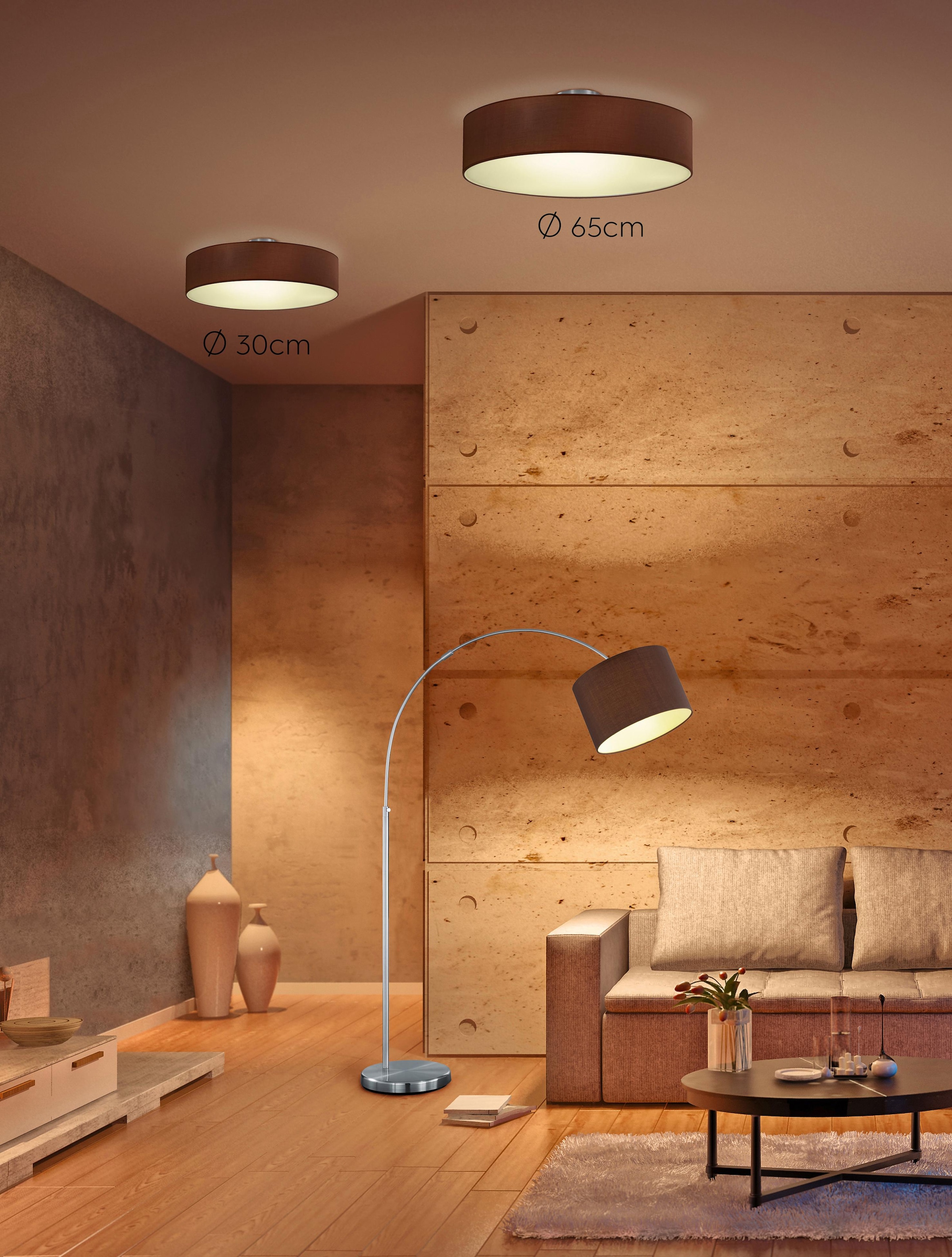 TRIO Leuchten Deckenleuchte »Hotel«, XXL Deckenlampe 3 mit online | Garantie kaufen Ã˜ cm Jahren Stoff-Schirm, mit Leuchtmittel 65 tauschbar