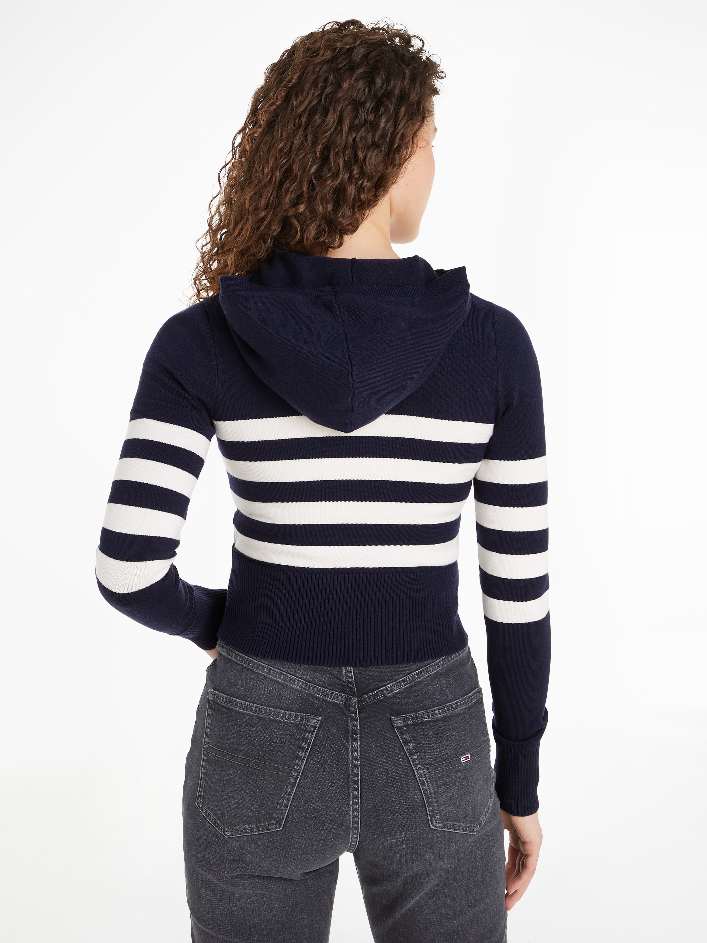 Tommy Jeans Sweatjacke »TJW STRIPE ZIP THRU BADGE HOOD«, mit Tommy Jeans Flagge