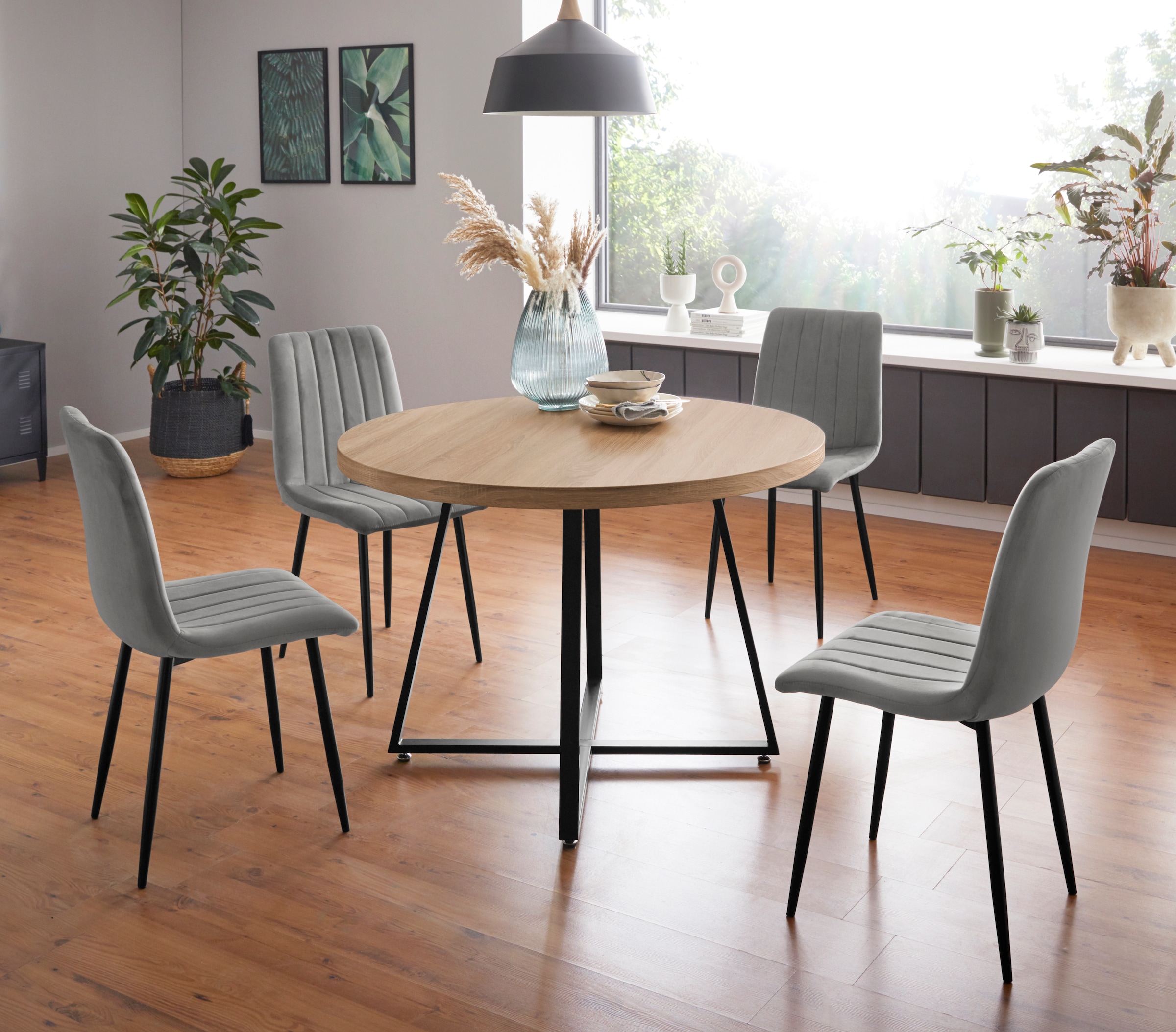 Home affaire Esstisch »Anja, TOPSELLER!«, (Esstisch, Küchentisch), Durchmesser 110 cm, Skandi Design, Metallgestell