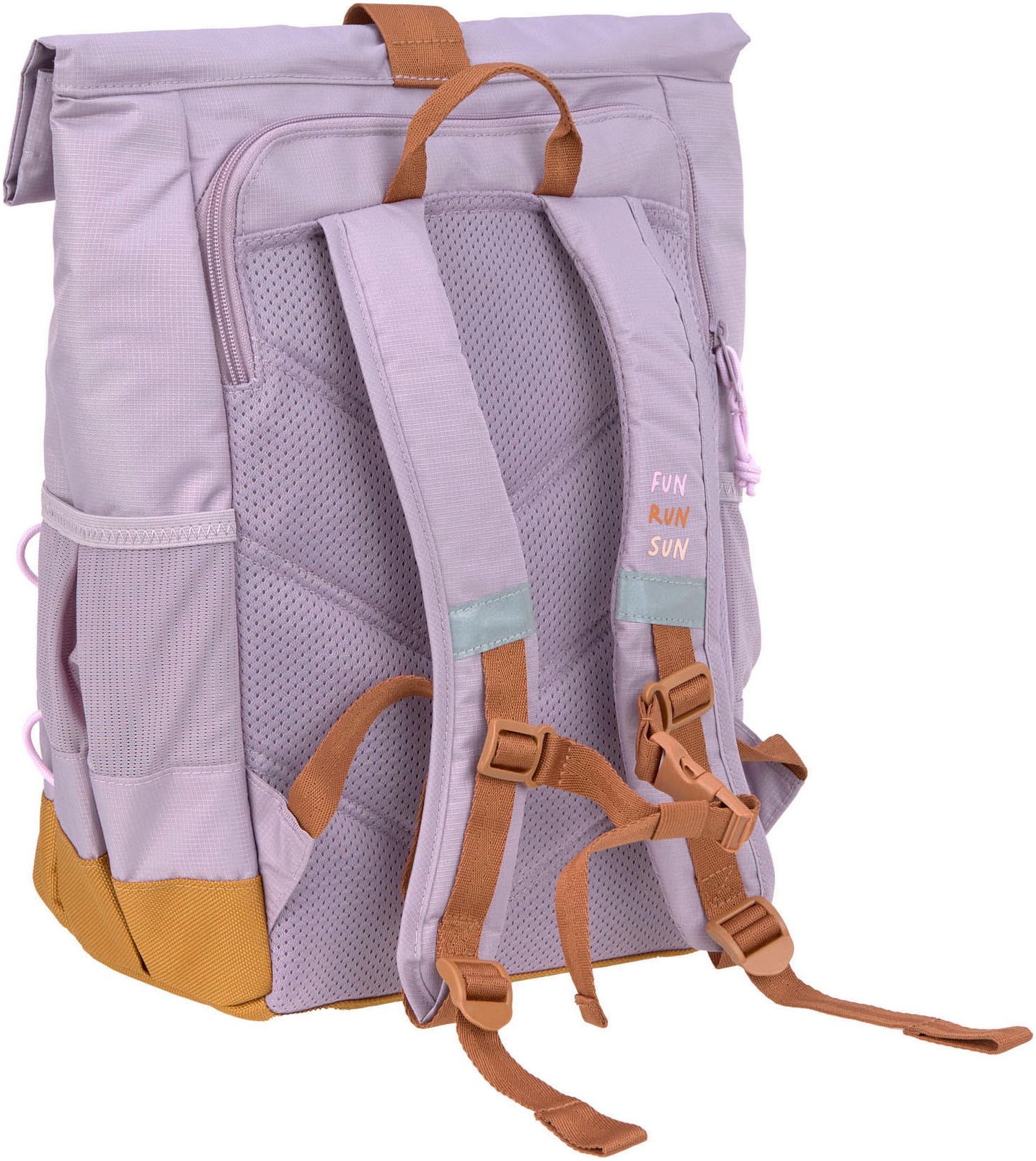 LÄSSIG Kinderrucksack »Little Gang, Medium Rolltop Backpack, lilac«, Reflektoren, aus recycelten PET-Flaschen