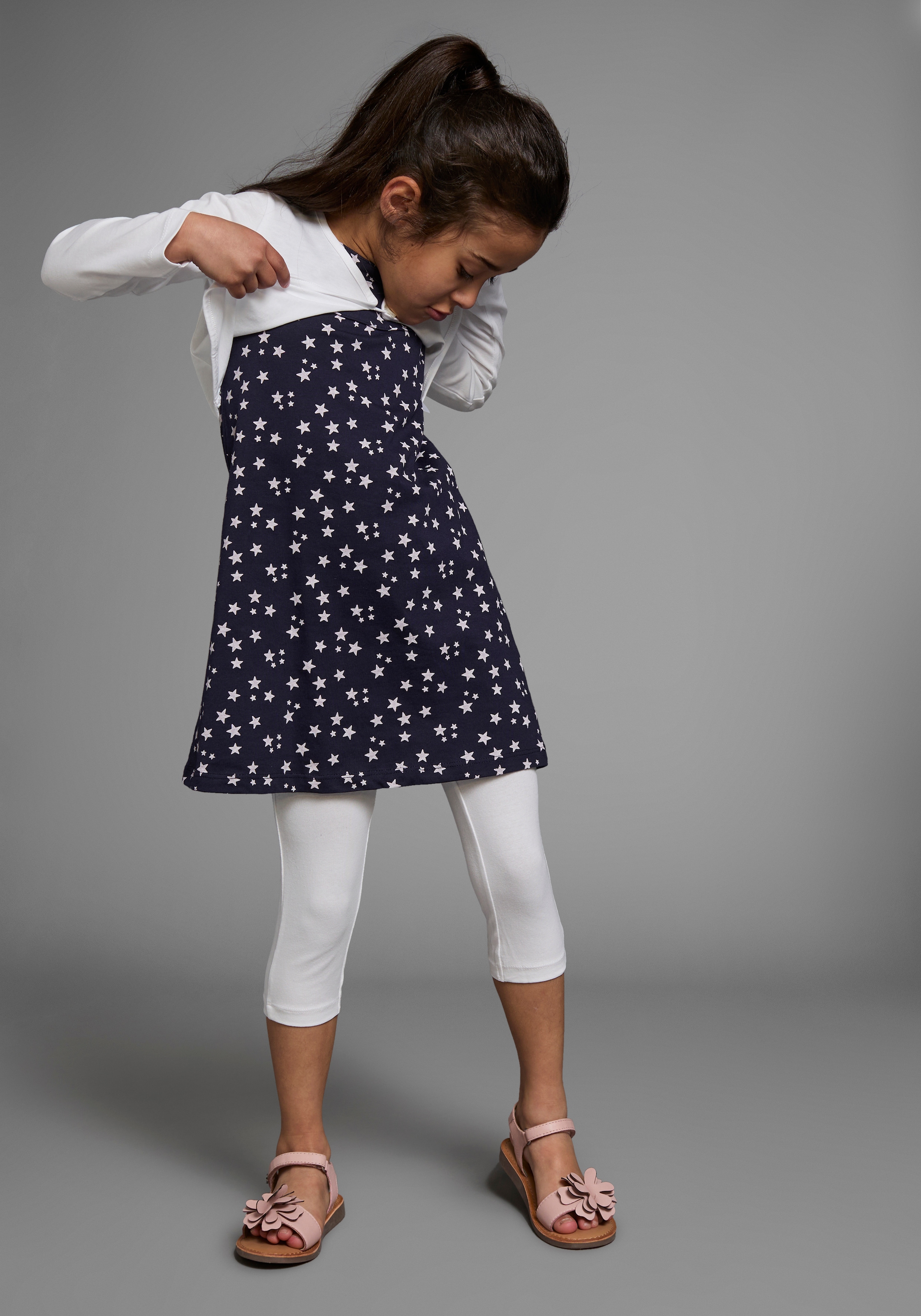 KIDSWORLD Bolero, Kleid & Leggings, (Set), mit Sternchendruck