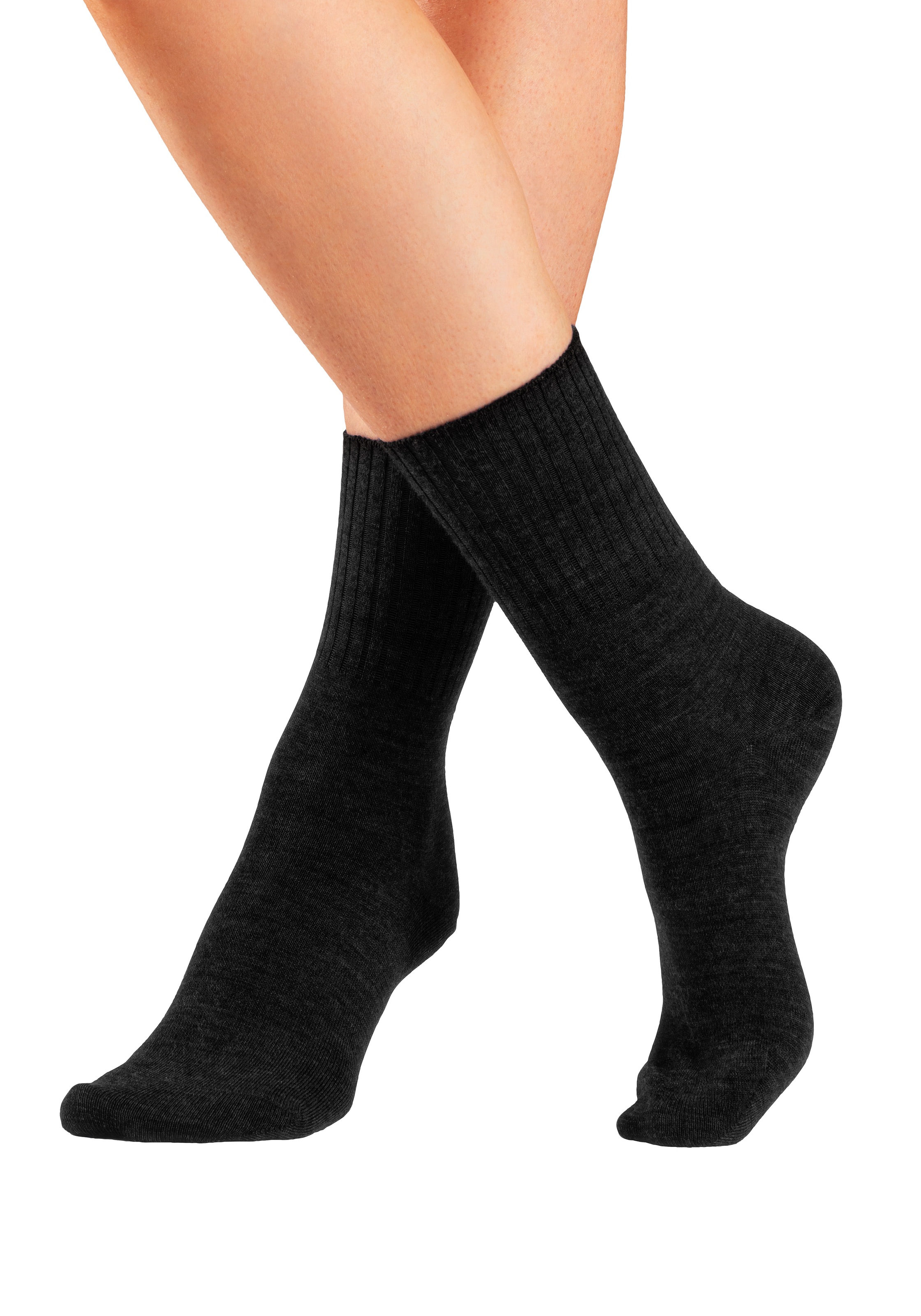 Lavana Umschlagsocken, (Packung, 3 Paar), fein gestrickt mit 53% Wolle