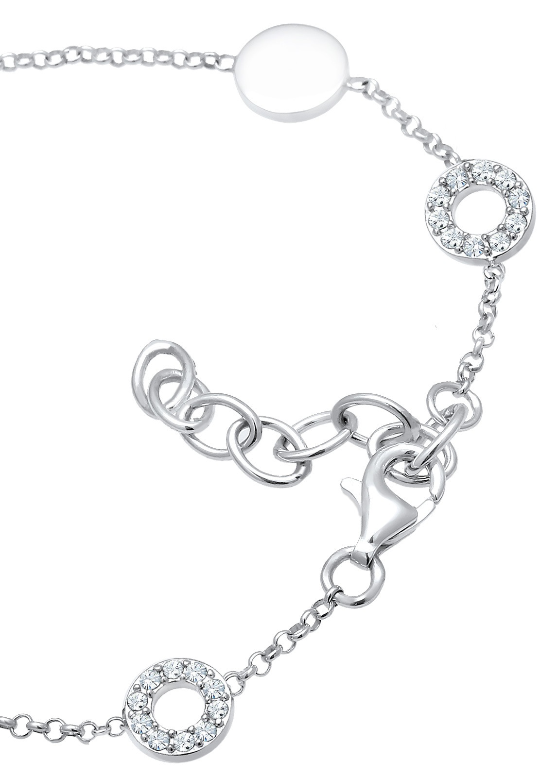 Elli Armkette »Armband Plättchen Kristalle Vintage 925 Silber«