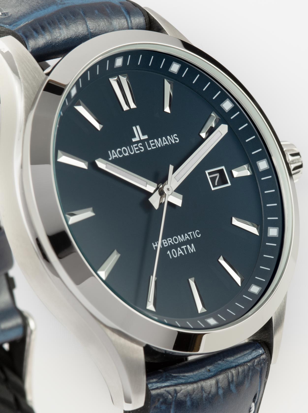 Jacques Lemans Kineticuhr »Hybromatic, 1-2130C«, Armbanduhr, Herrenuhr, Datum, Leuchtzeiger, Lederarmband