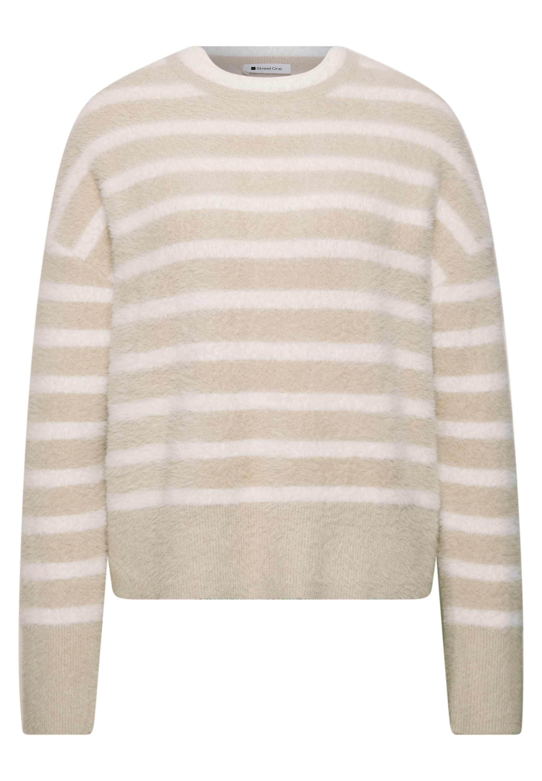 STREET ONE Rundhalspullover Kuschelpullover mit Rundhals und Streifen