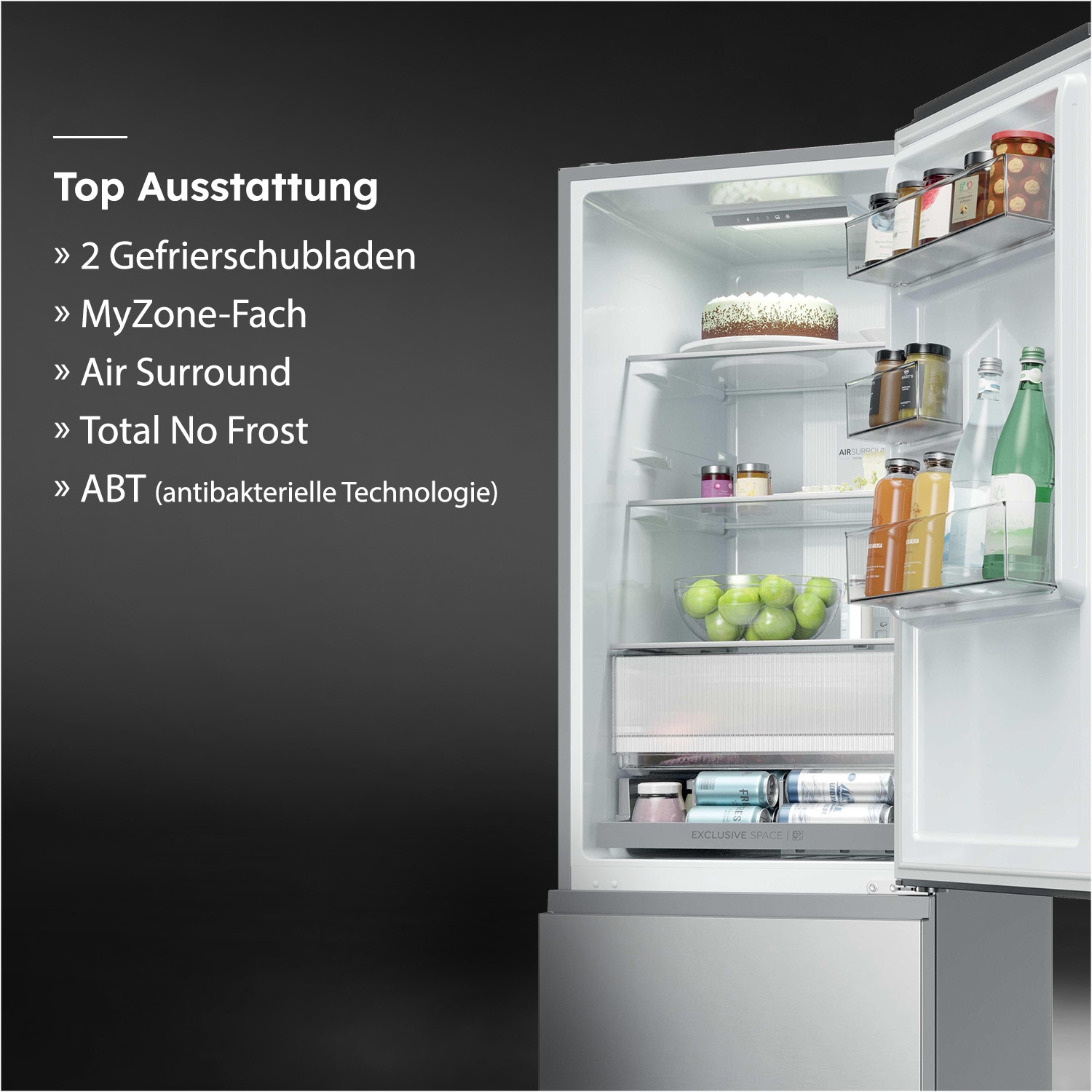 Haier Kühl-/Gefrierkombination »HTR3518ENMX« 185 cm hoch 54,5 cm breit Easy Access-Gefrierschubladen: Alles schnell gefunden