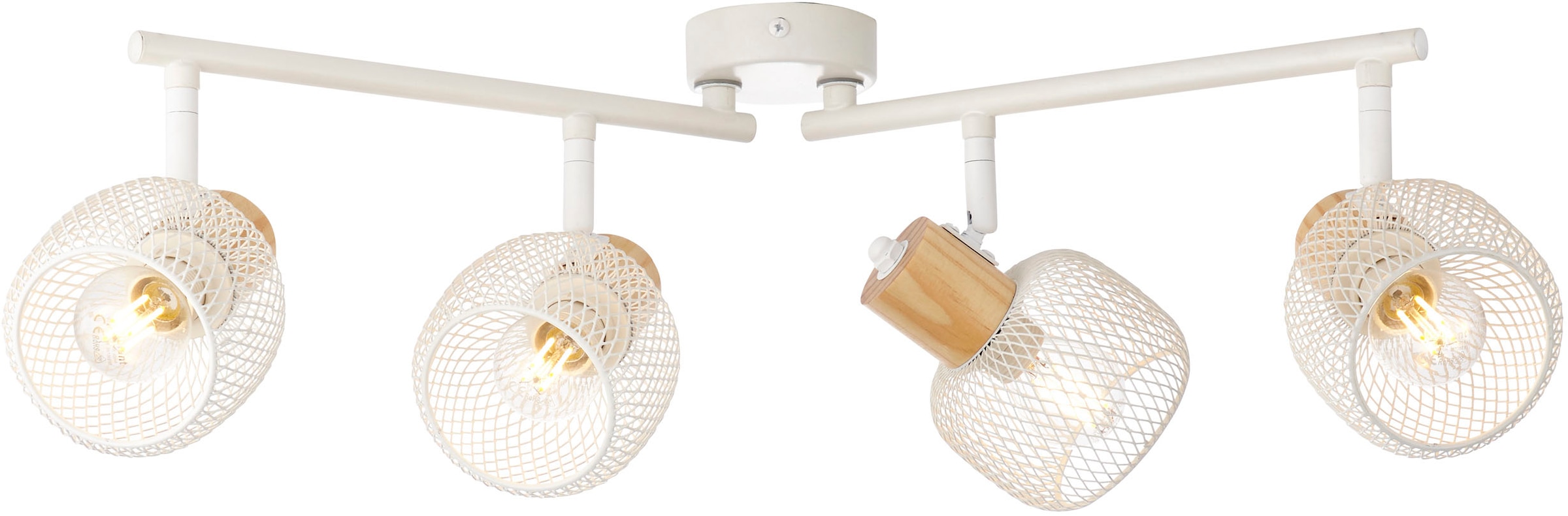 Brilliant Deckenstrahler »Giada« E14 1 Stk. 74 cm, 4 x E14, Köpfe schwenkbar, Metall/Holz, weiß/natur