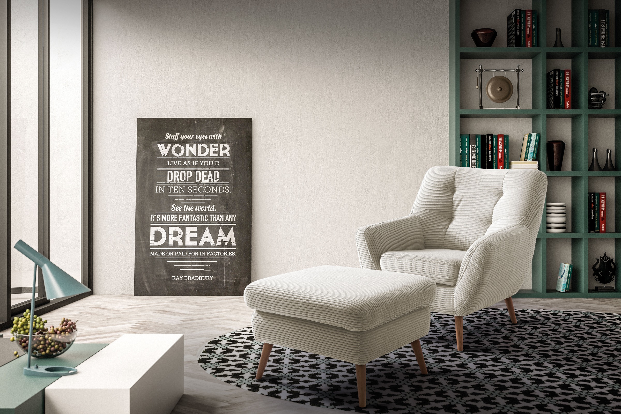 exxpo - sofa fashion Hocker »Scandi bequem und elegant mit hohem Holzfuß«, bequem und elegant mit hohem Holzfuß