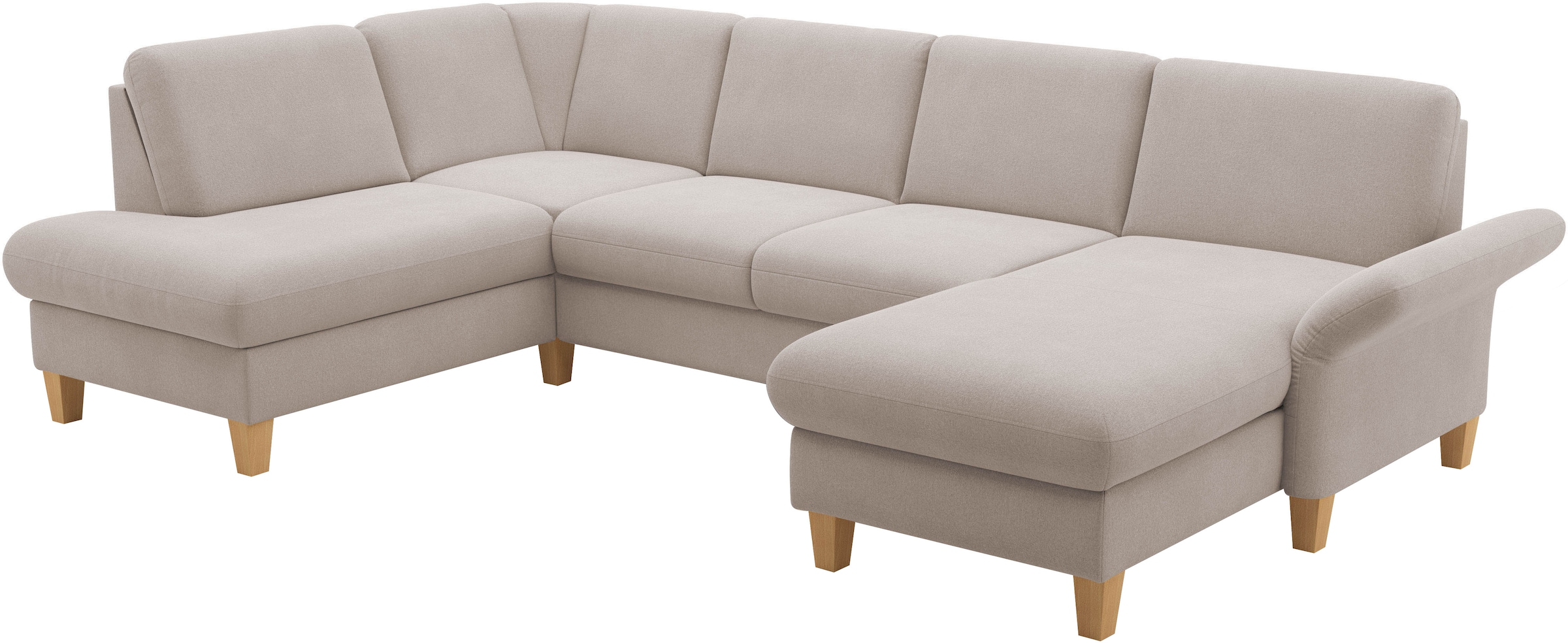 Home affaire Wohnlandschaft »Rochelle, U-Form«, optional mit Armteilverstellung, mit Bettfunktion & Bettkasten