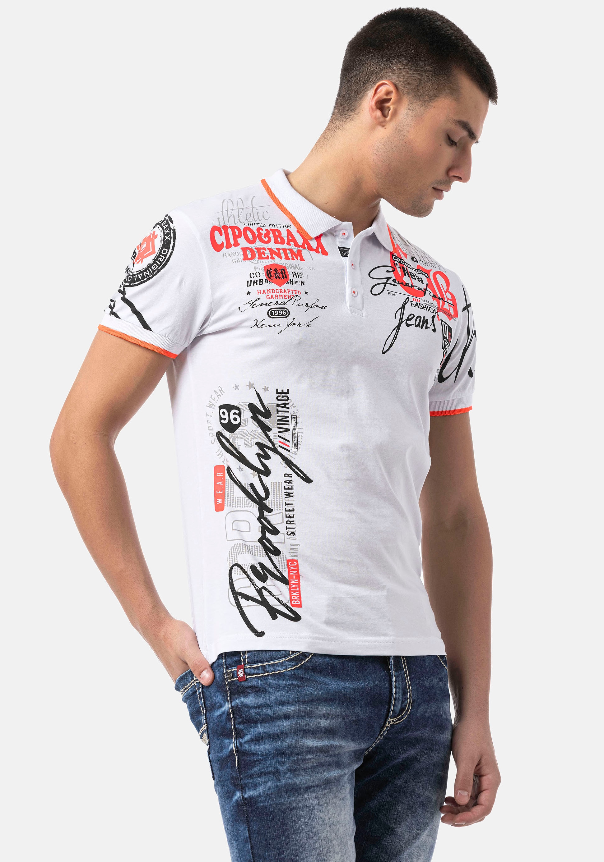 Cipo & Baxx Poloshirt, mit markantem Print