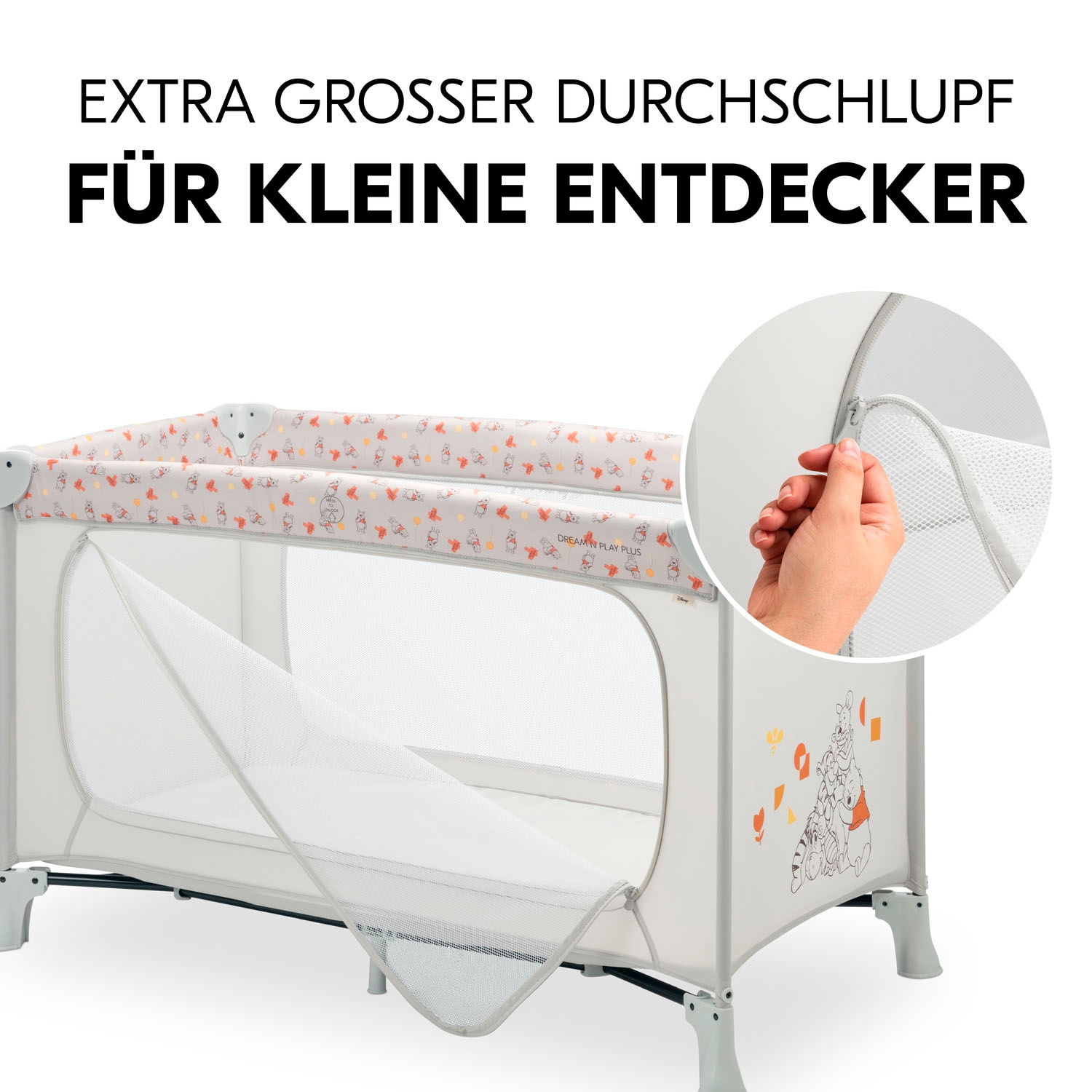 Hauck Baby-Reisebett »Dream N Play Plus, Disney Pooh Friends Beige«