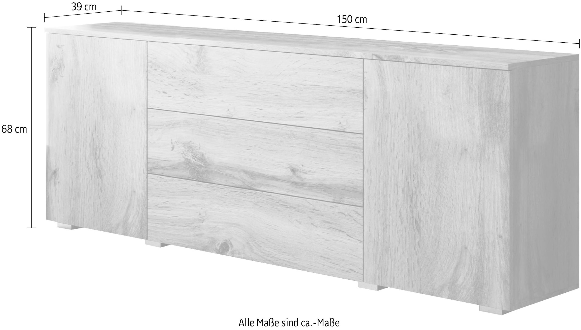 my home Sideboard »PARIS«, Breite cm 150 bestellen Rechnung auf