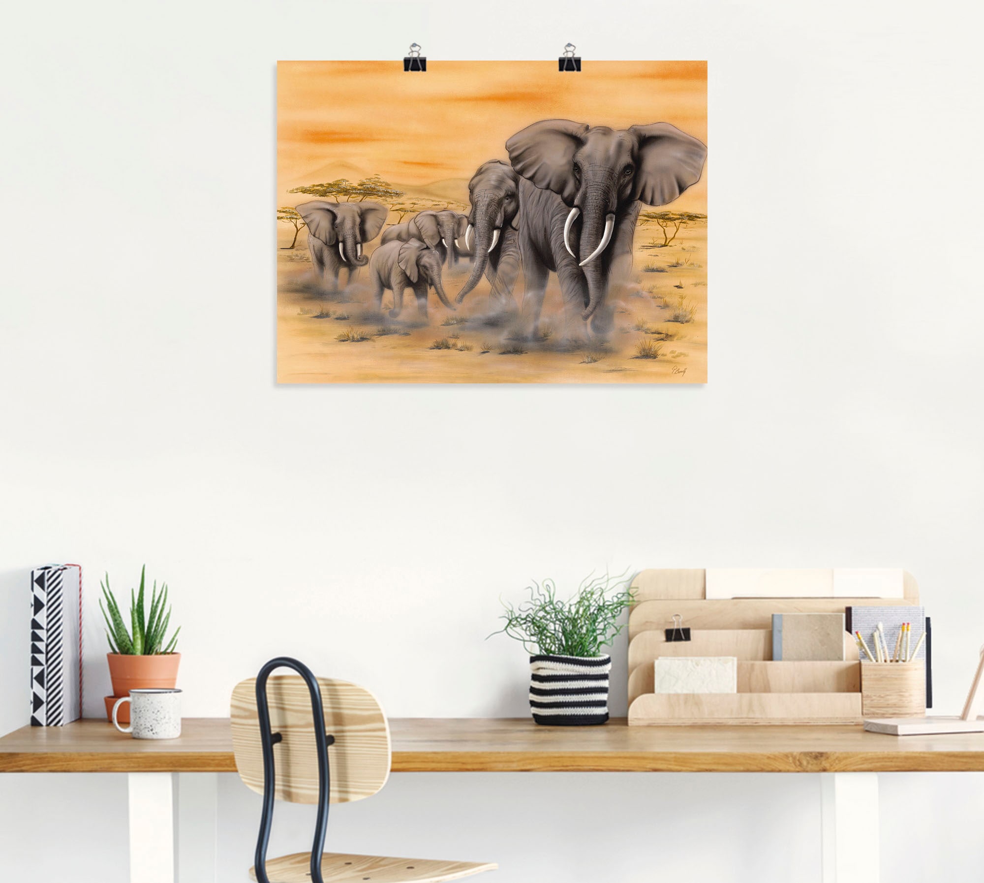 Artland Wandbild »Steppenelefanten«, Elefanten Bilder, (1 St.), als Alubild, Outdoorbild, Leinwandbild, Poster, Wandaufkleber