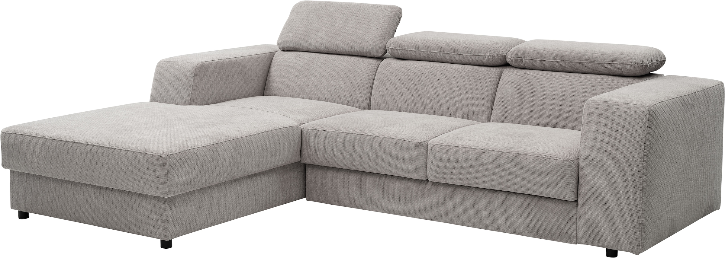 WERK2 Ecksofa »Cherry, modernes Sofa mit Komfortfunktionen, Breite 270cm, L-Form,«, bequem, mit verstellbaren Kopfteilen, Schlaffunktion und Bettkasten