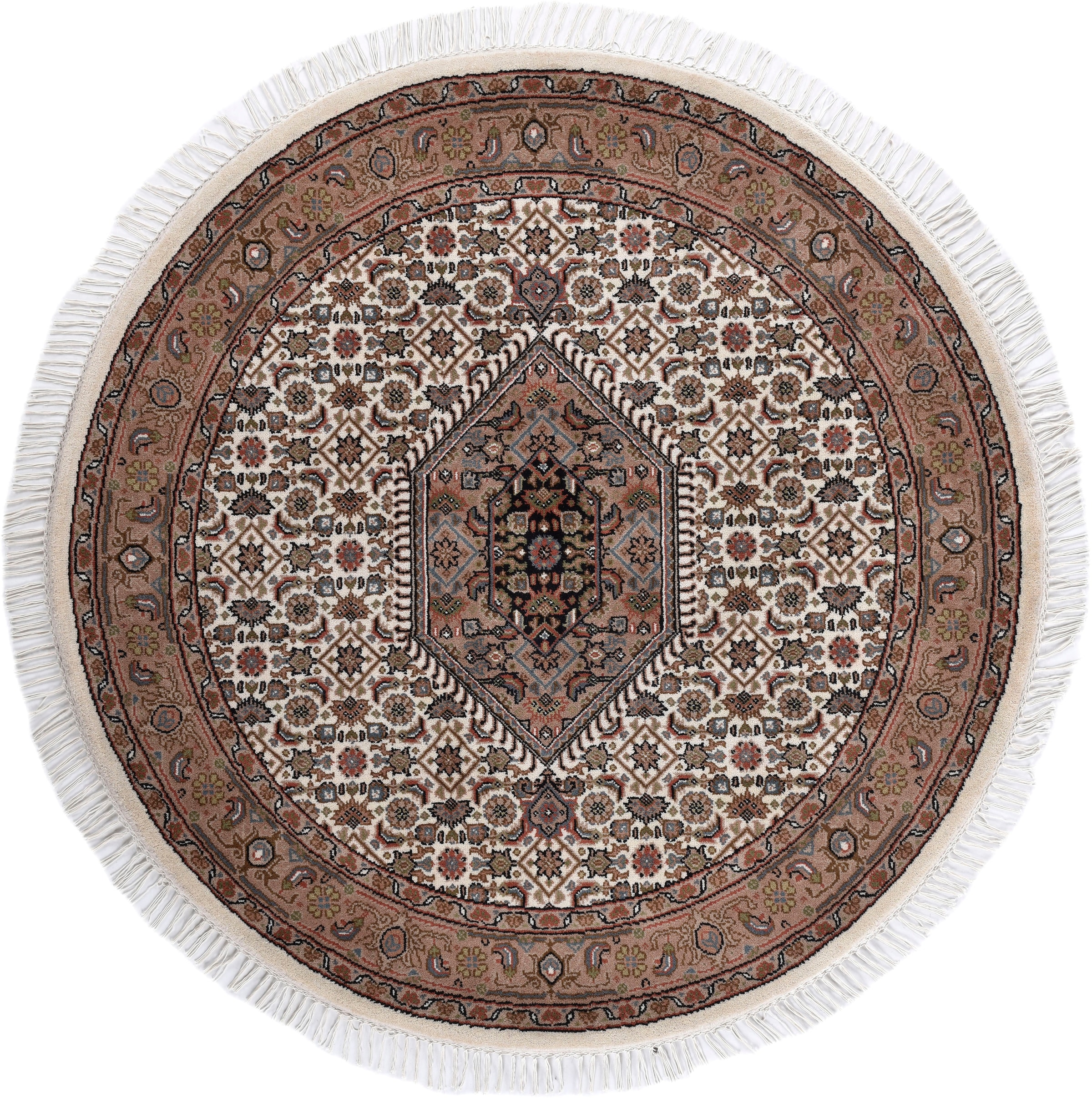 THEKO Orientteppich »Benares Bidjar«, rund, 12 mm Höhe, reine Wolle, handgeknüpft, mit Fransen
