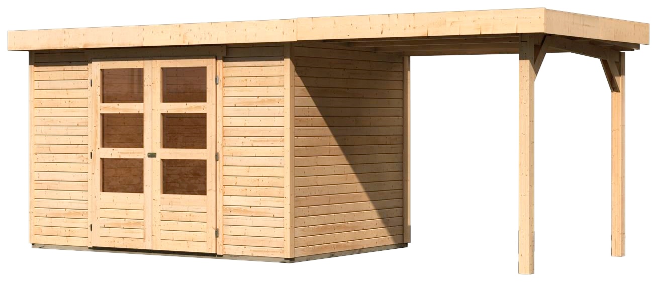 Karibu Gartenhaus »Arnis« mit Anbaudach 2,40 cm Breite