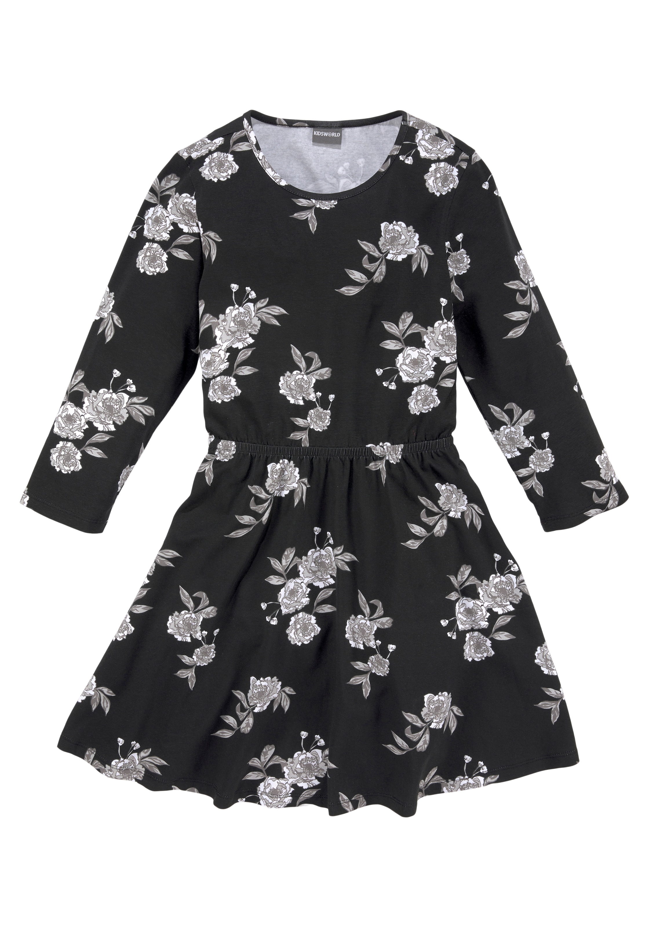 KIDSWORLD Skaterkleid, 3/4 Arm, ♕ bei Blumen mit bedruckt