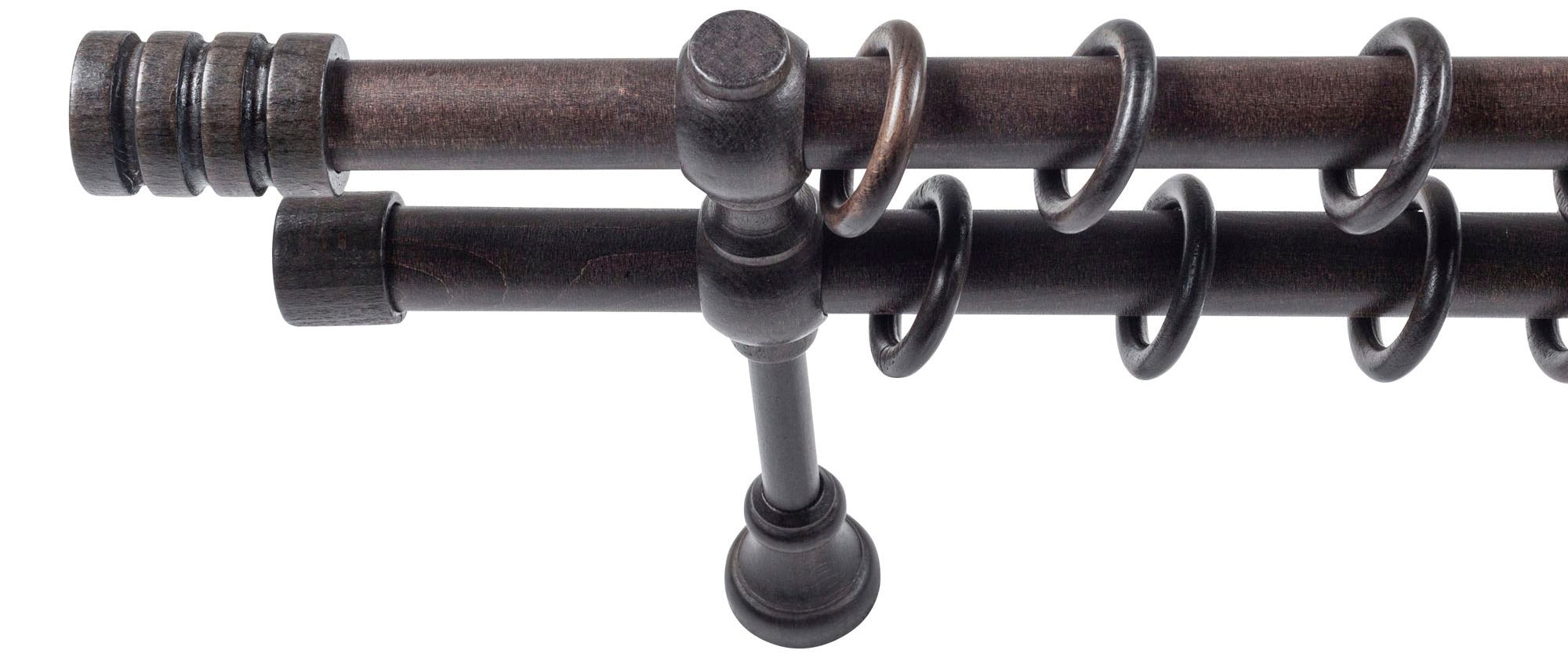 SN DECO GROUP Gardinenstange »Pisa« 2 läufig-läufig Fixmaß 28 mm, Holz, verschiedene Längen und Farben, Komplettset