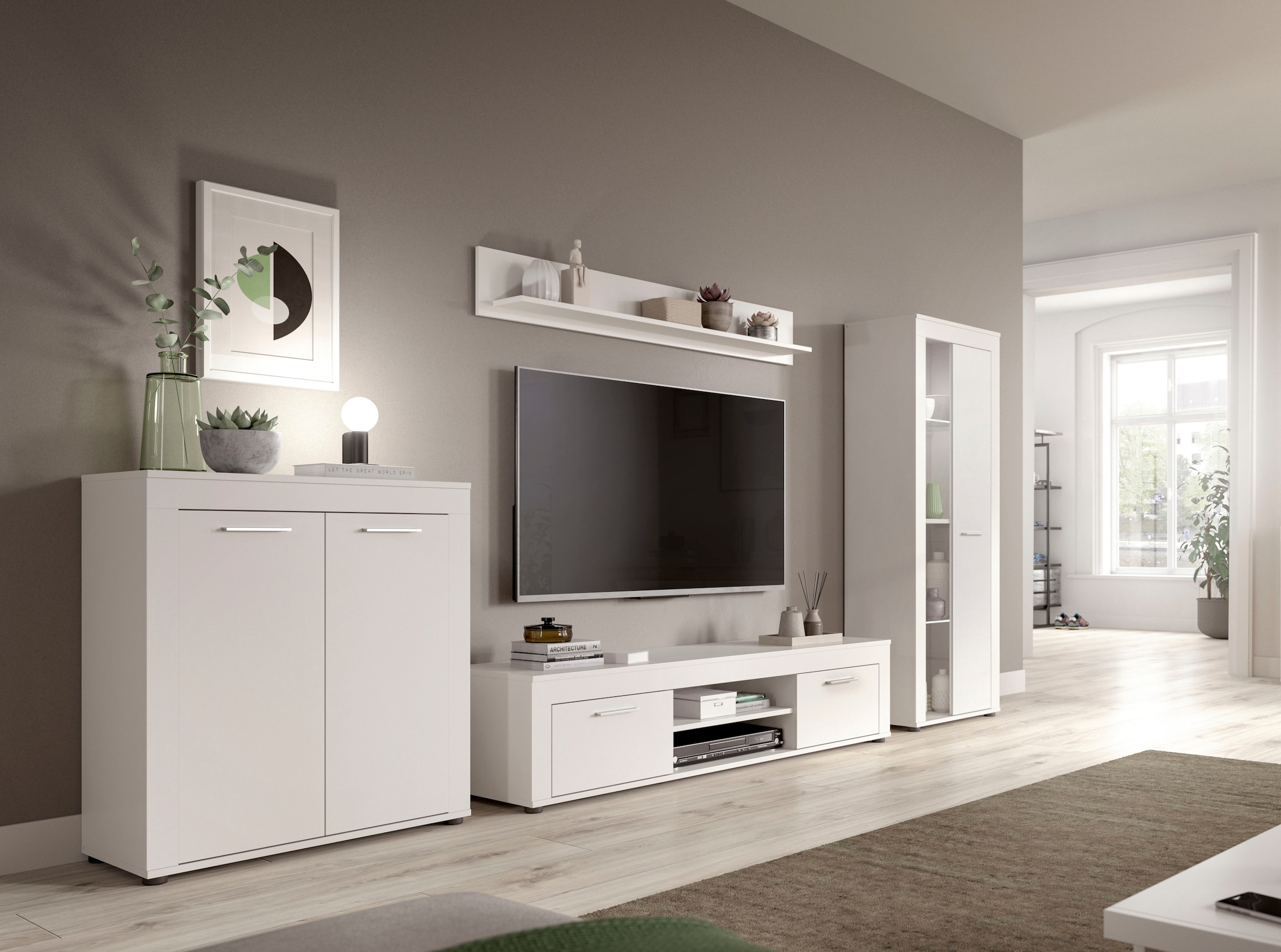 OTTO home Wohnwand »AOSTA, Breite 255cm, 3-teilige Wohn-Kombination« bestehend aus: Highboard, Lowboard, Wandboard, 3 Stk. tlg.