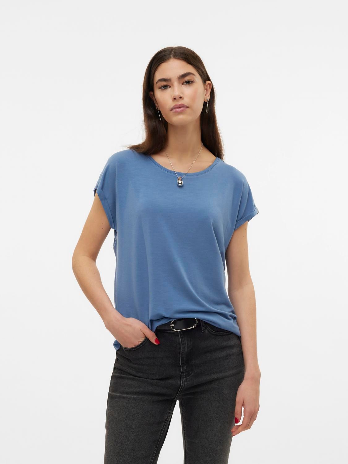 Vero Moda T-Shirt »VMAVA PLAIN SS TOP JRS NOOS« Materialmix, regular fit