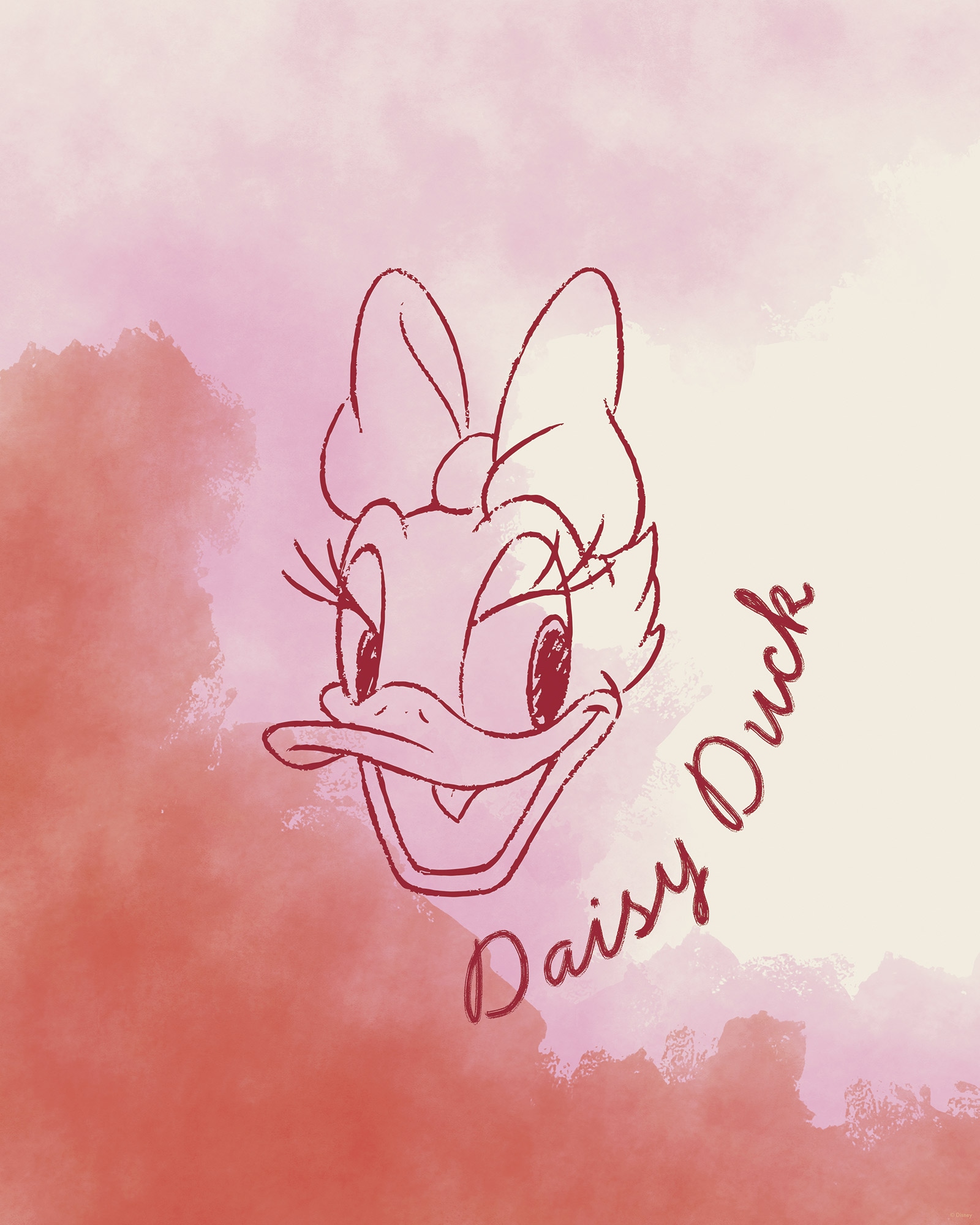 Komar Wandbild »Disney Daisy Duck Watercolours«, Disney, (Set, 1 St.), 40 x 50 cm (Breite x Höhe) - Kinderzimmer, Dekoration