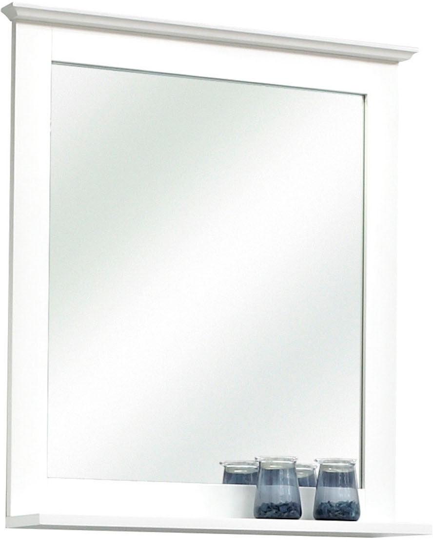 Saphir Badmöbel-Set »Quickset 928 3-teilig, Waschbeckenunterschrank mit Spiegel«, (3 St.), Hochschrank, 4 Türen, Nische, 3 Einlegeböden, Weiß Glanz, Bad-Set