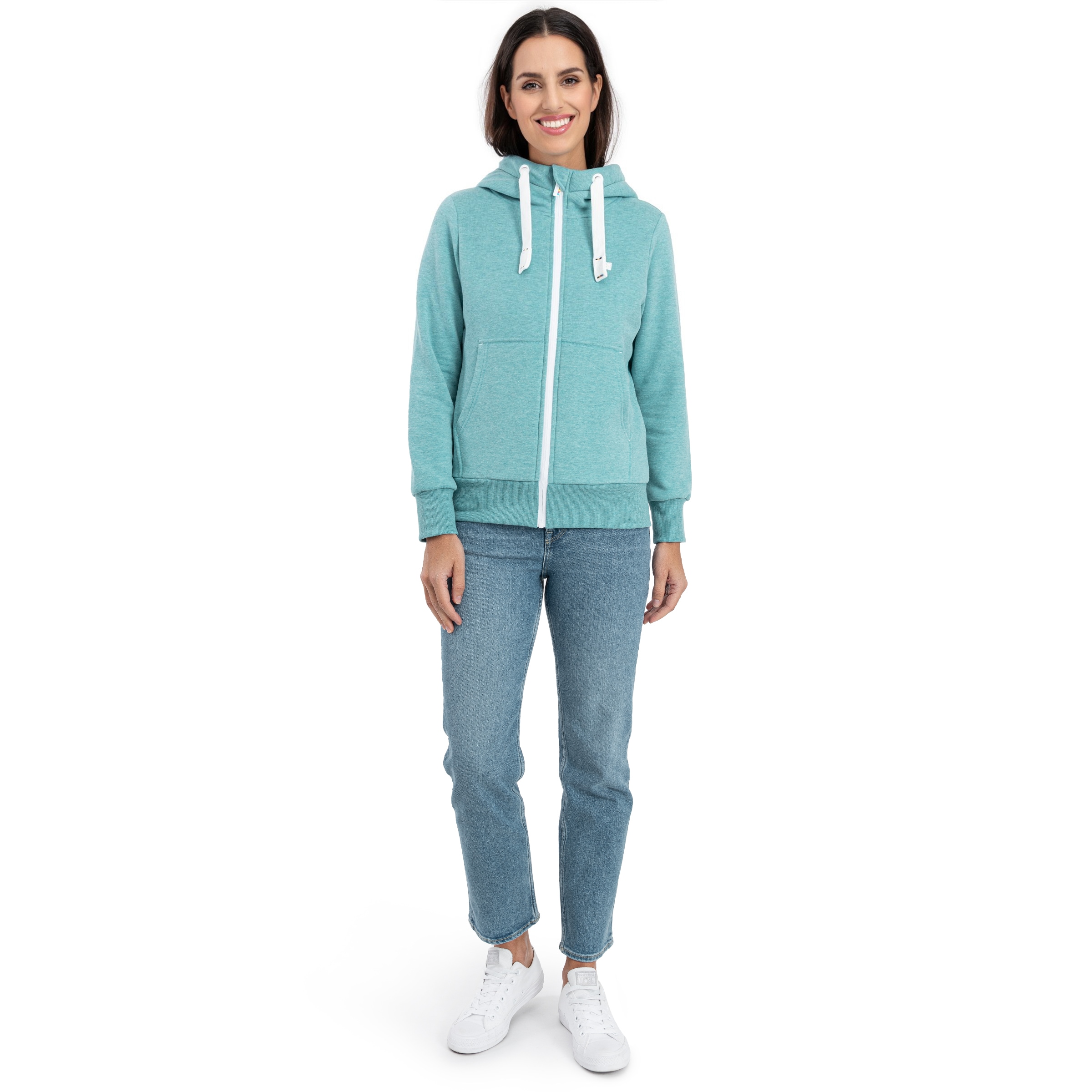 DEPROC Active Kapuzensweatjacke »FinjaCMYK II«, weiche Fleecejacke mit Kängurutasche