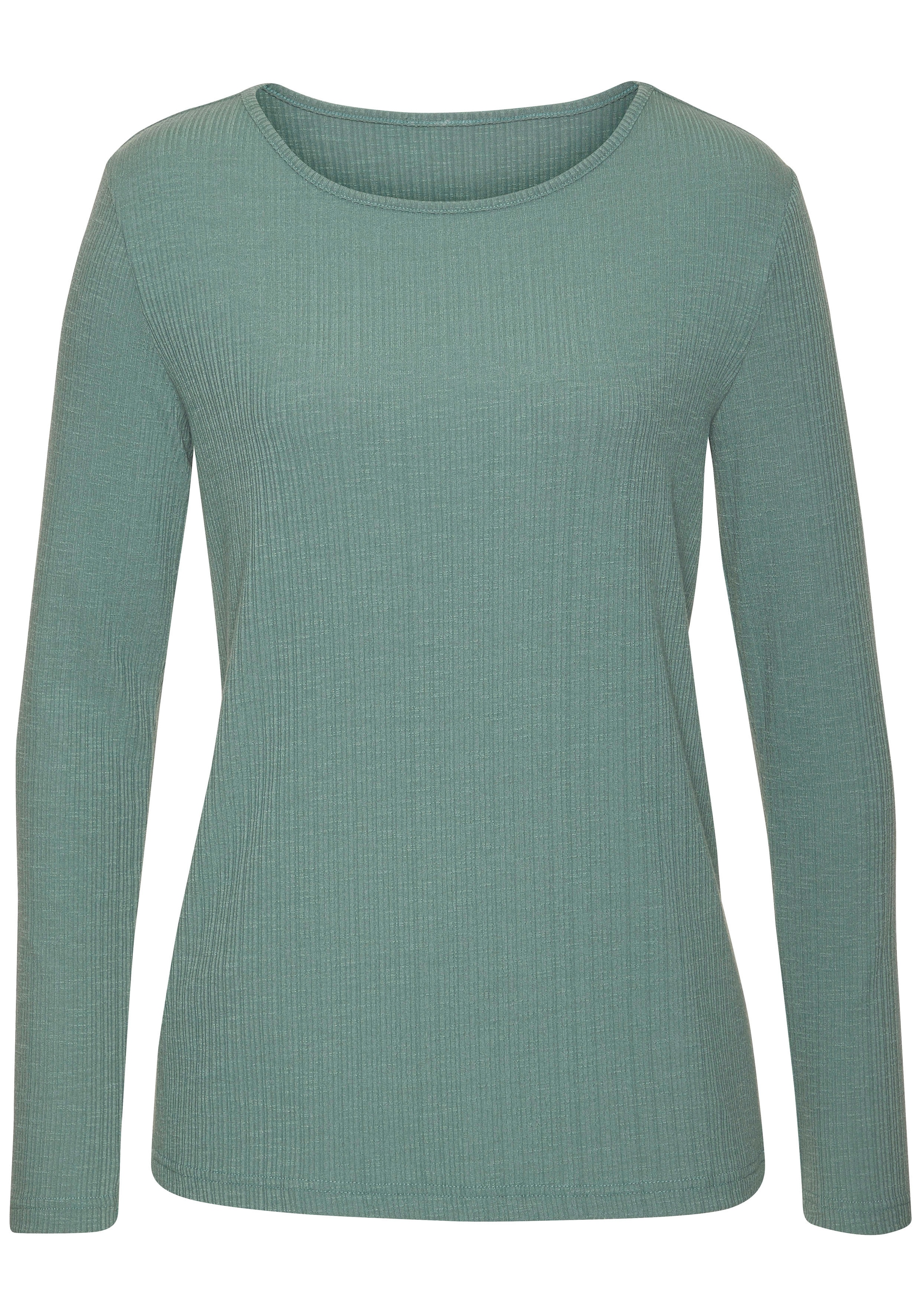 Vivance Langarmshirt »mit modischer Rippstruktur« 2er-Pack,  aus weichfließender Qualität mit Viskose
