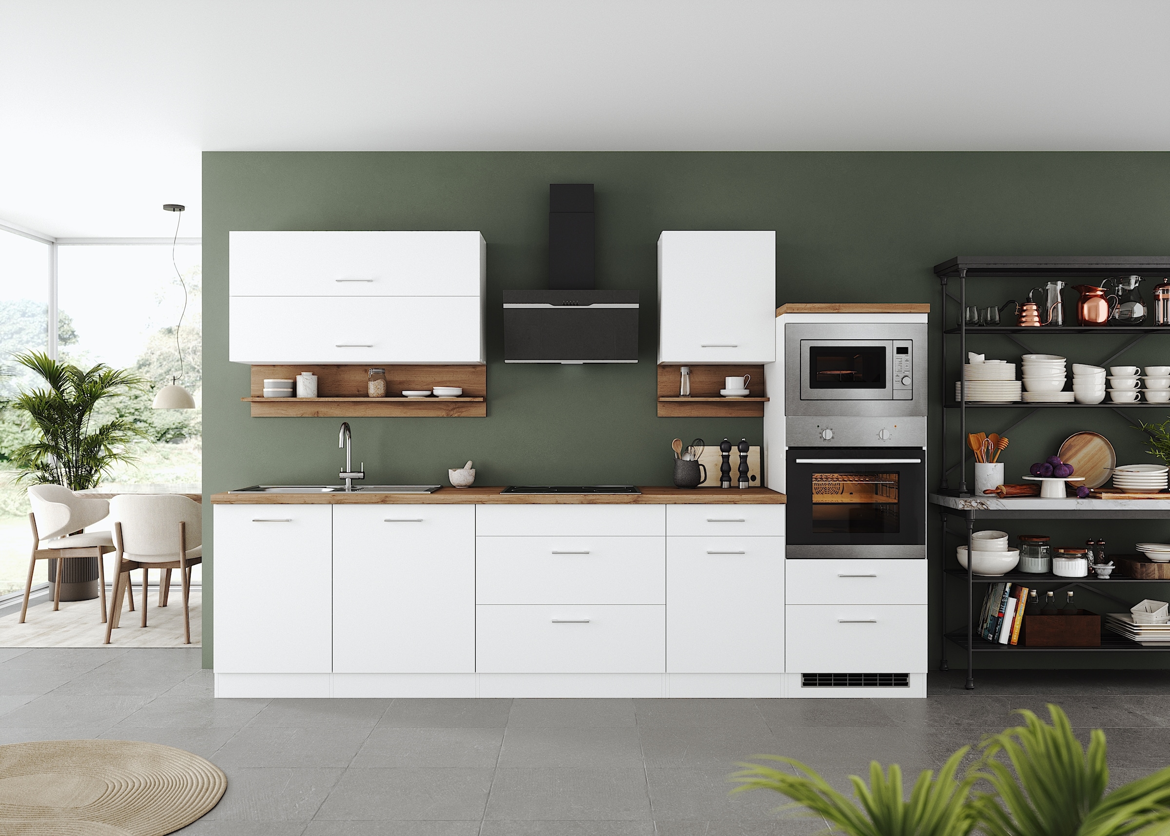 KOCHSTATION Küchenzeile »KS-Milan« 300 cm breit, viel Stauraum, wahlweise mit E-Geräten