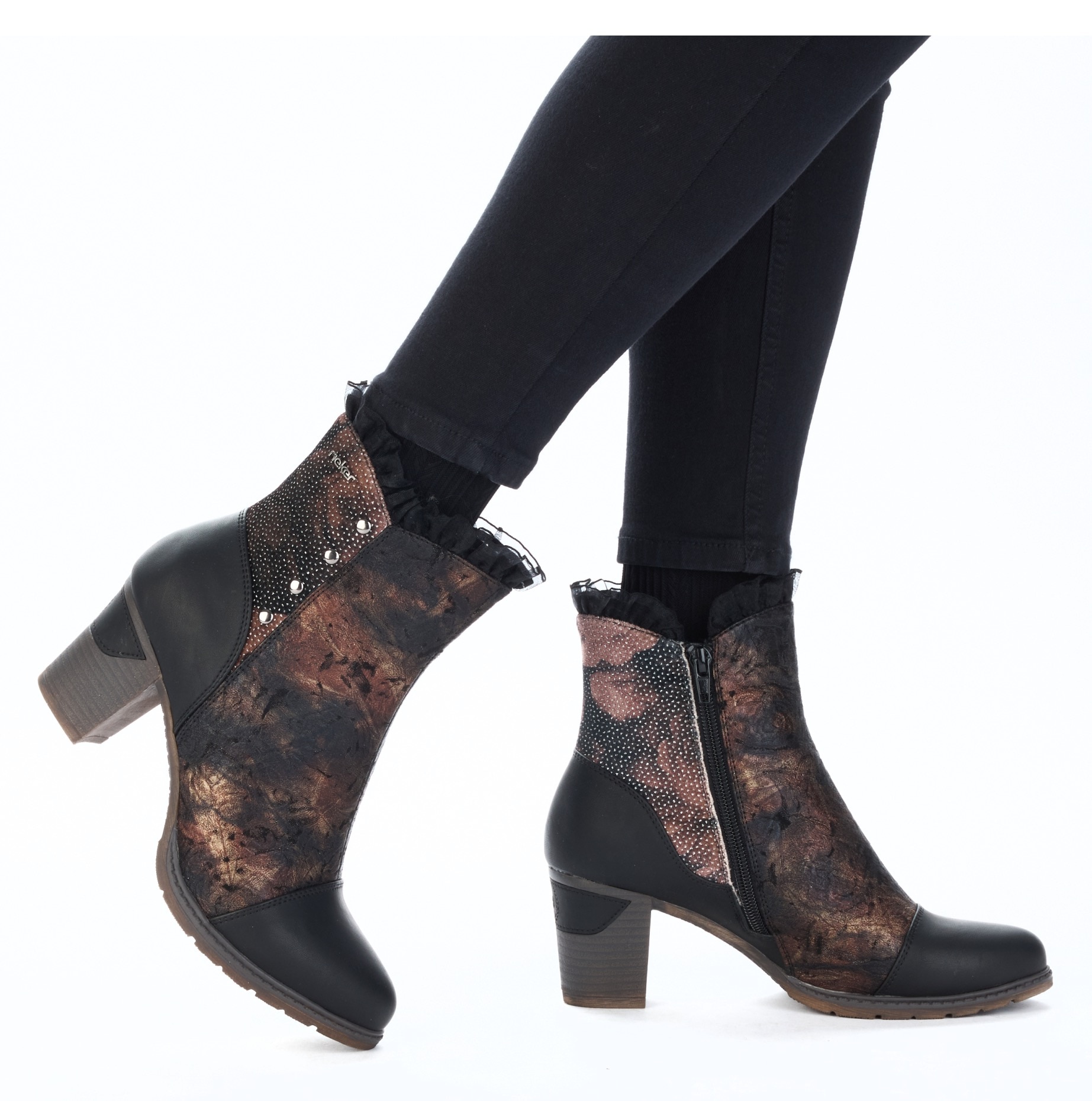 Rieker Stiefelette, Trachtenstiefelette, Festtagsstiefelette, Blockabsatz, mit Warmfutter