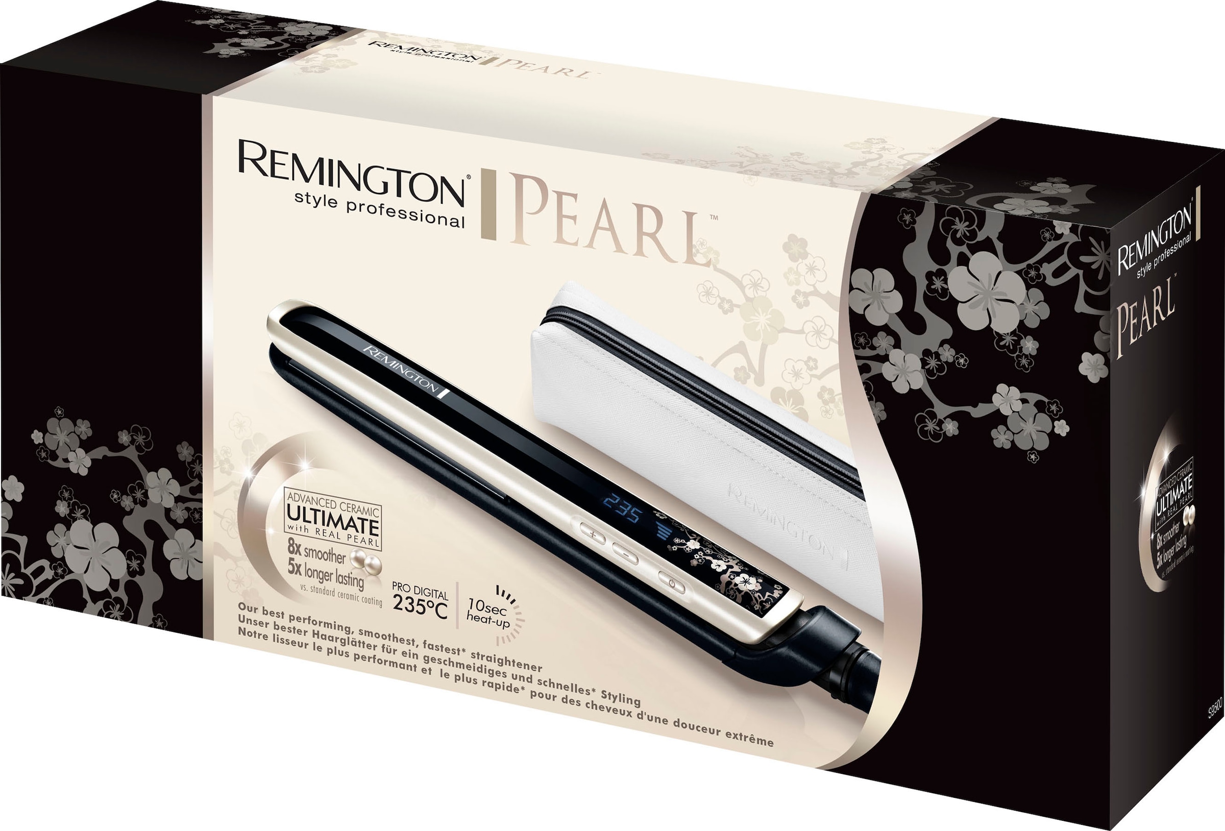 Remington Glätteisen »Pearl Aufheizzeit Perlen, mit echten Jahren XXL Sek. Keramikbeschichtung S9500«, 10 mit Keramik, Garantie 3