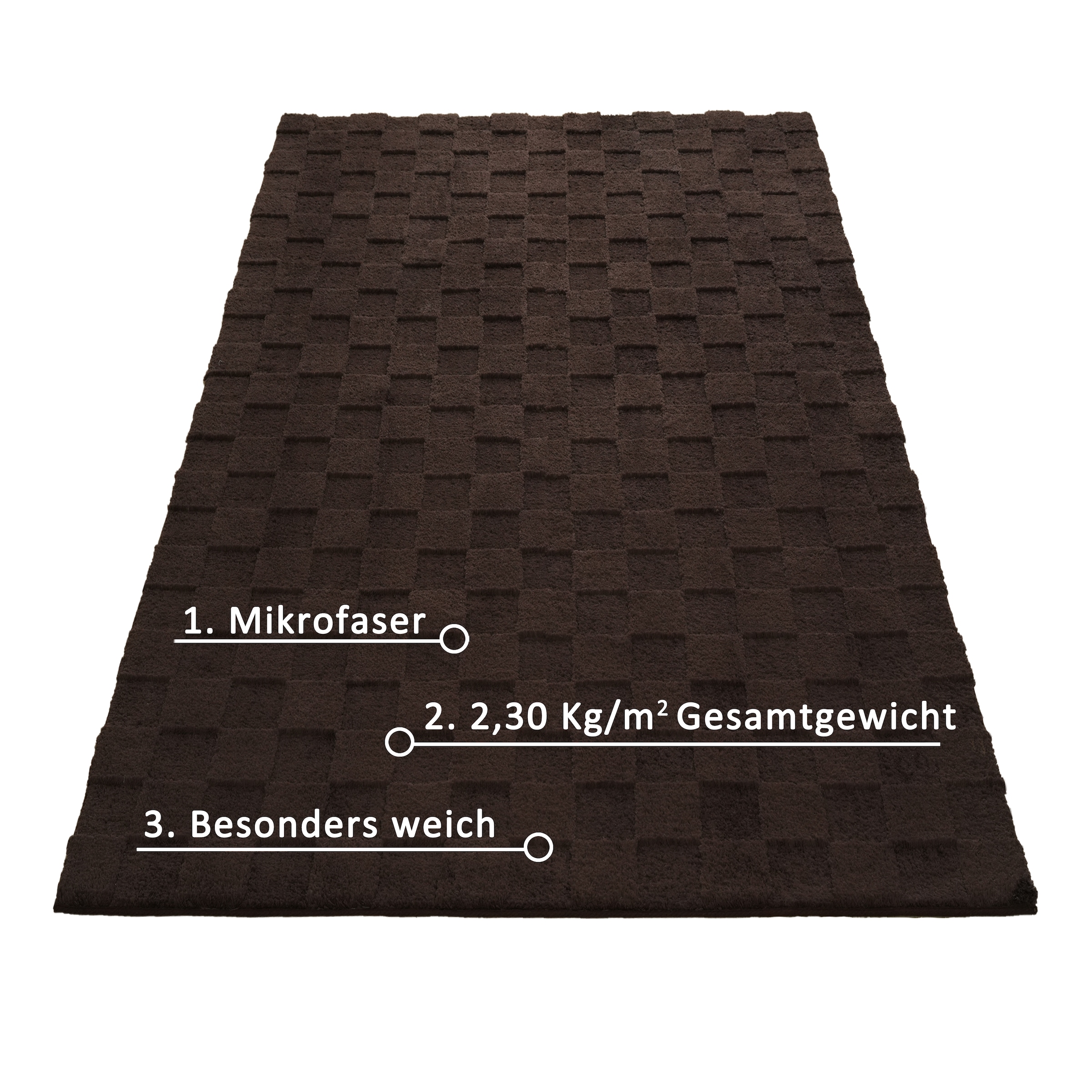 LeGer Home by Lena Gercke Teppich »Esmé, Hochflor-Teppiche, weich, Boho« rechteckig 23 mm Höhe Hoch-Tief-Struktur, Uni, Kästchen, Wohnzimmer, Schlafzimmer, Esszimmer